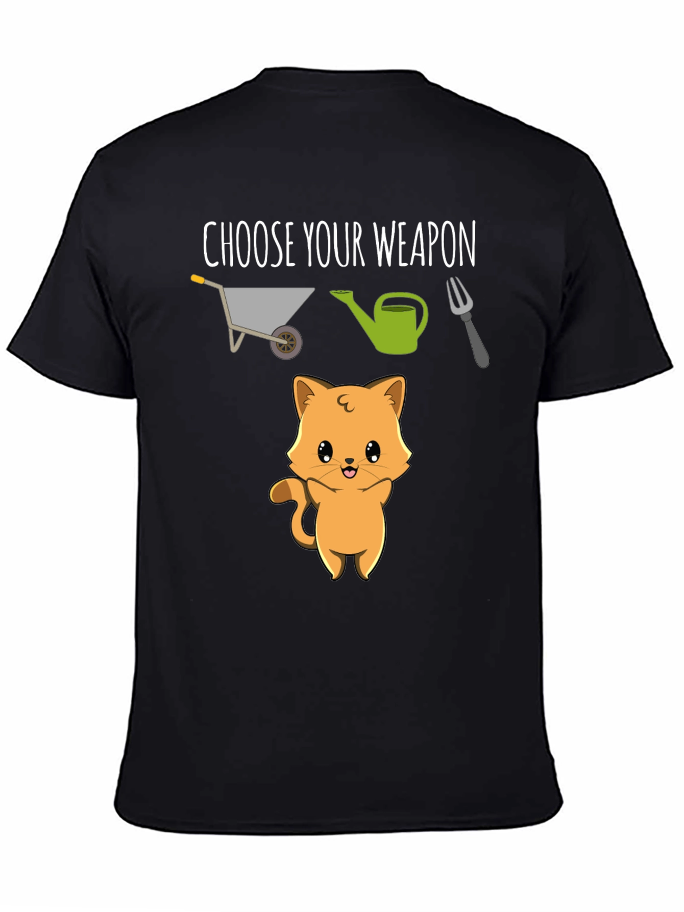 Black Choose Your Weapon Cute Cat T-Shirt view 4