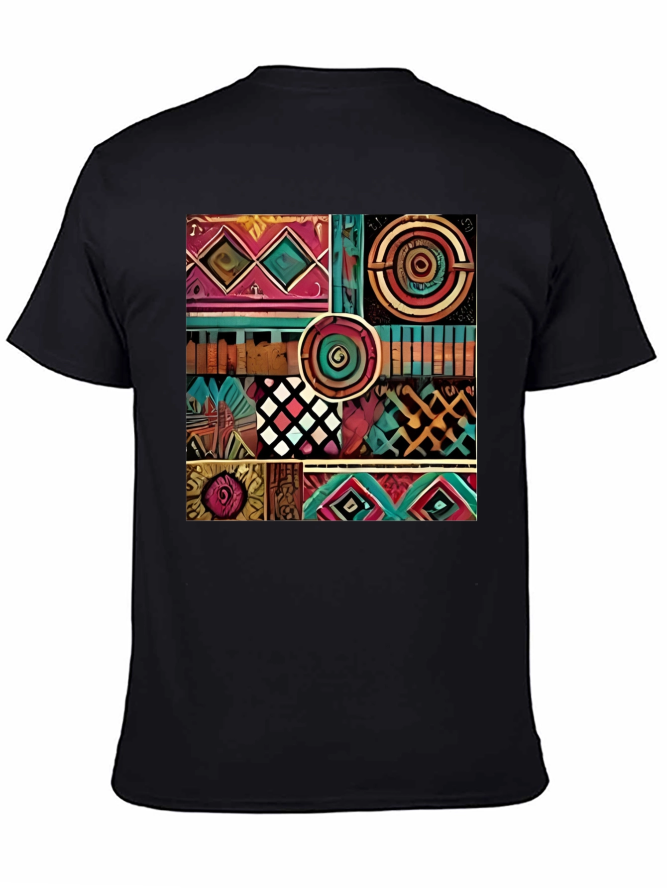Black Abstract Pattern Graphic Print T-Shirt view 4