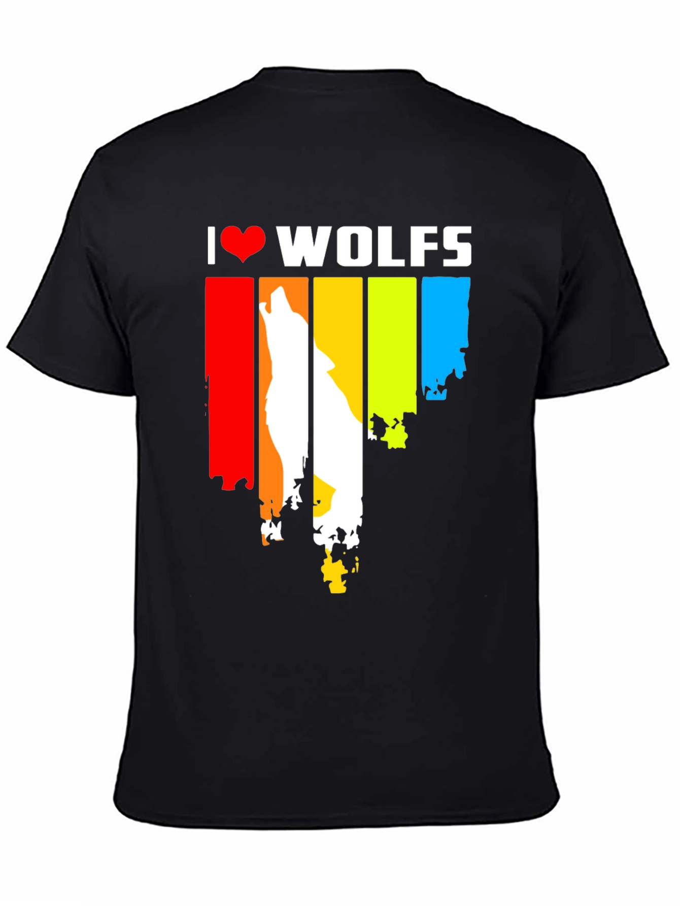 Black I Love Wolves Graphic Tee - Unique Design view 4