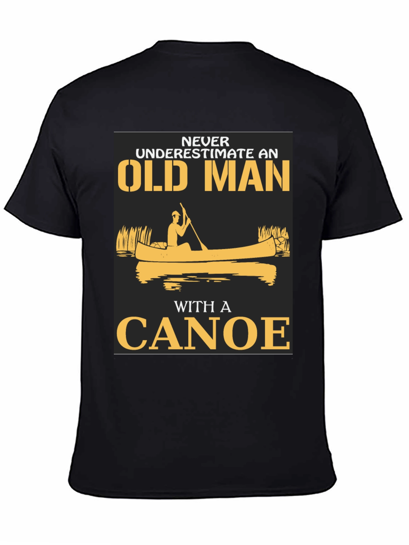 Black Old Man Canoe Graphic Tee - Black Cotton Blend view 4