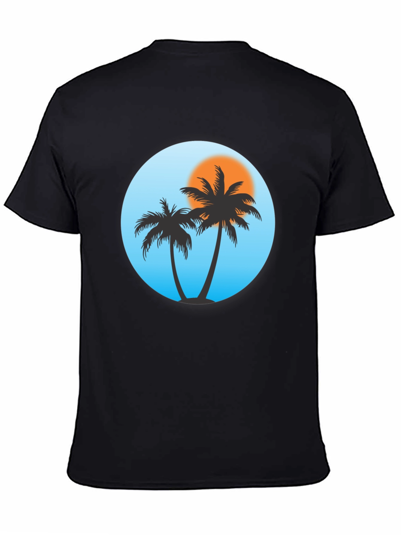 Black Tropical Palm Tree Black T-Shirt view 4