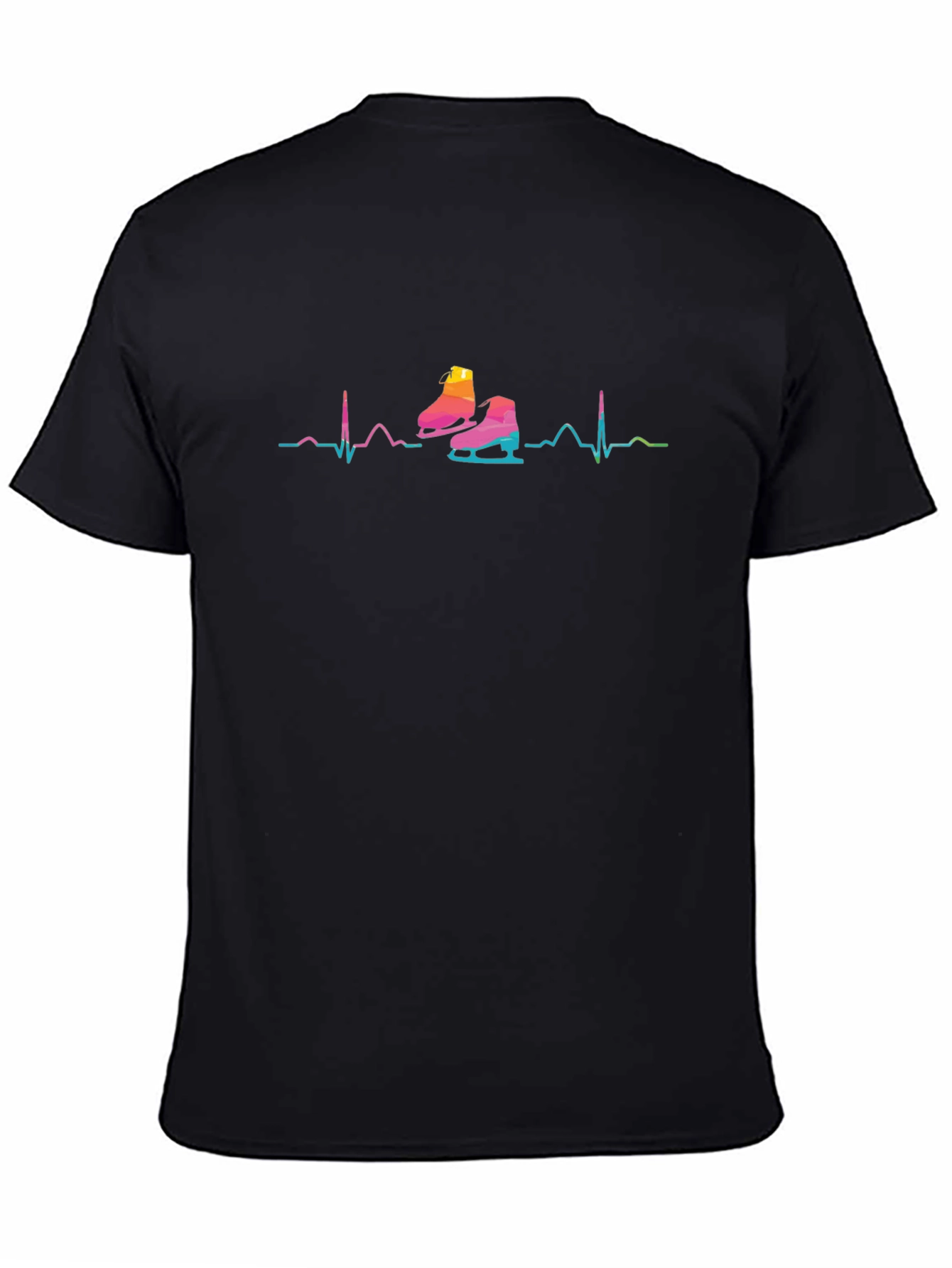 Black Ice Skate Heartbeat Graphic T-Shirt view 4