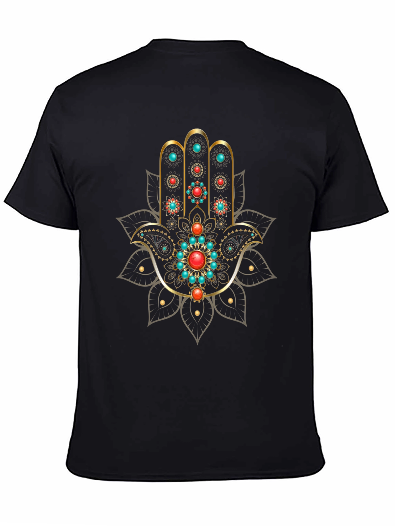 Black Hamsa Hand Graphic Print Black T-Shirt view 4