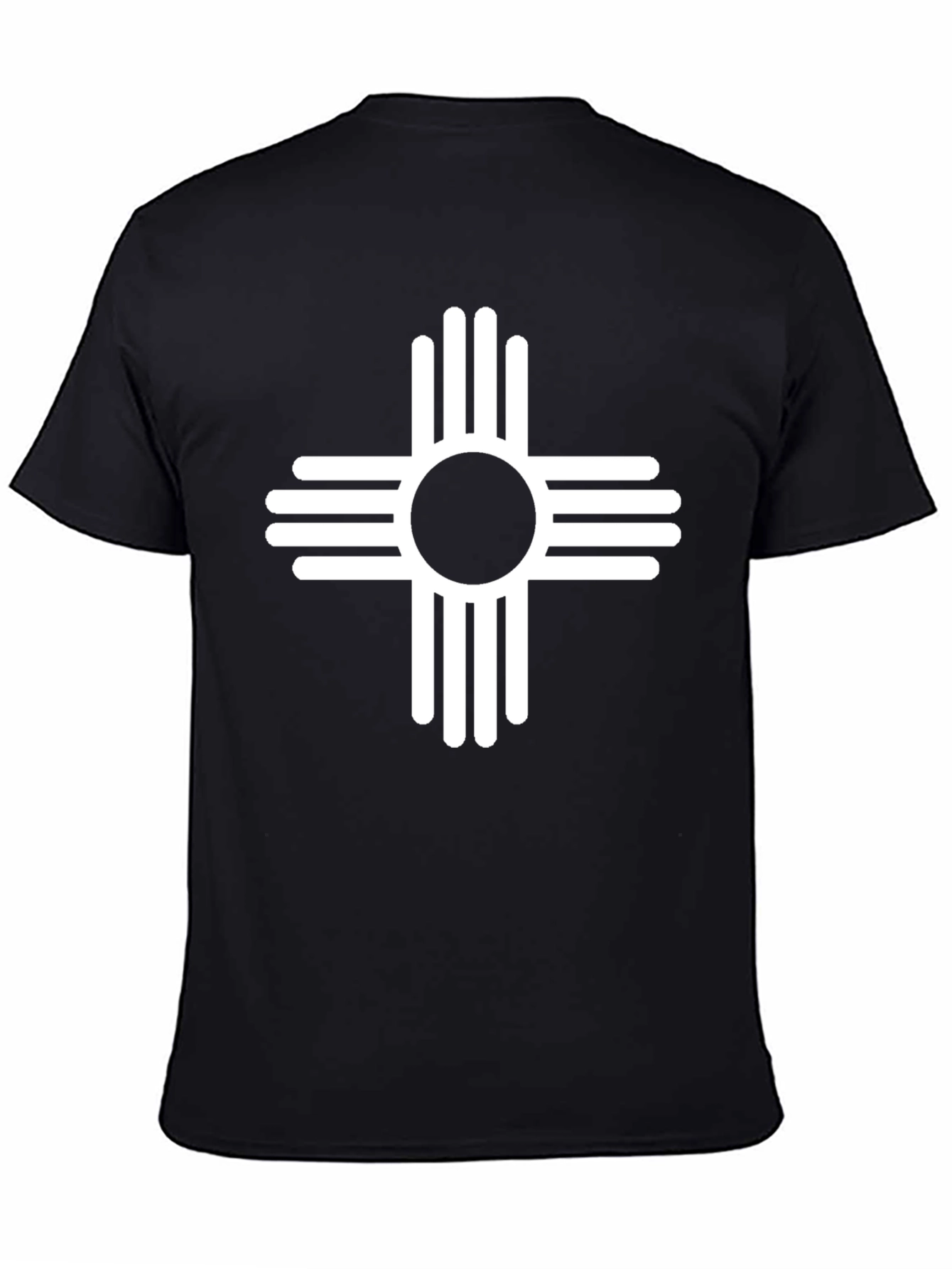 Black Black T-Shirt with White Zia Sun Symbol view 4