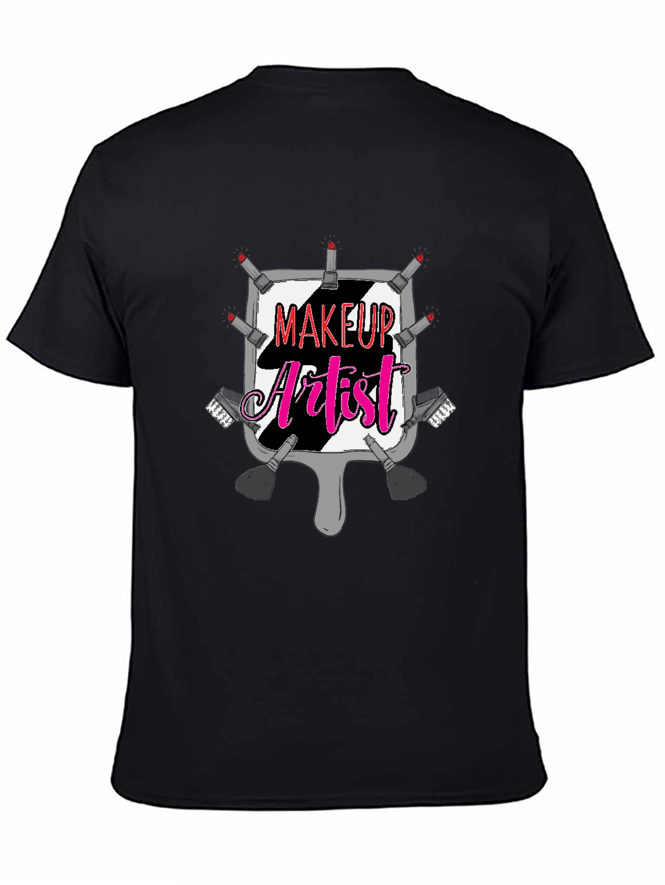 Black Makeup Artist Graphic T-Shirt - Black Cotton Tee view 4