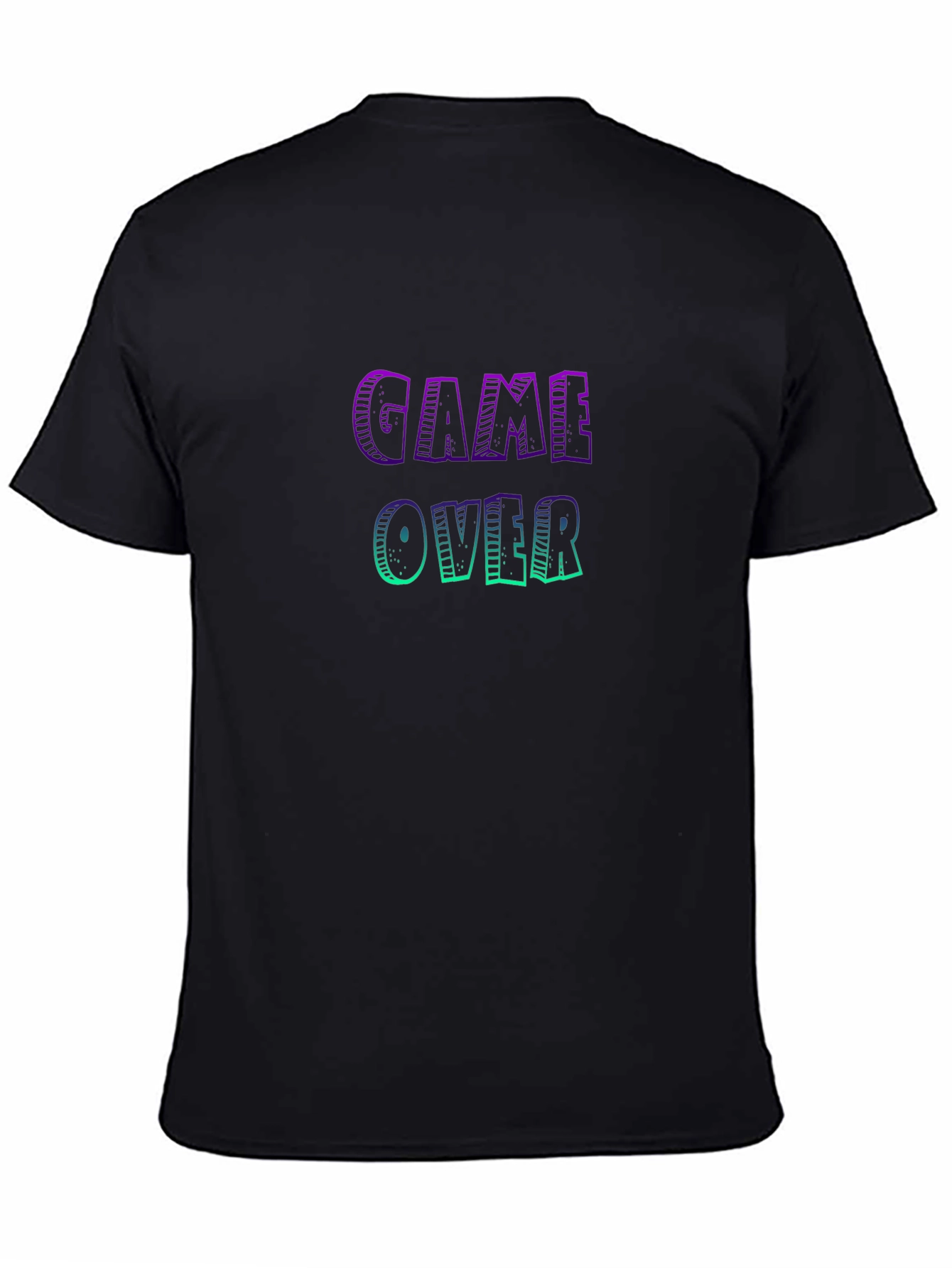 Black Game Over Graphic Tee - Black Cotton Casual Shirt view 4