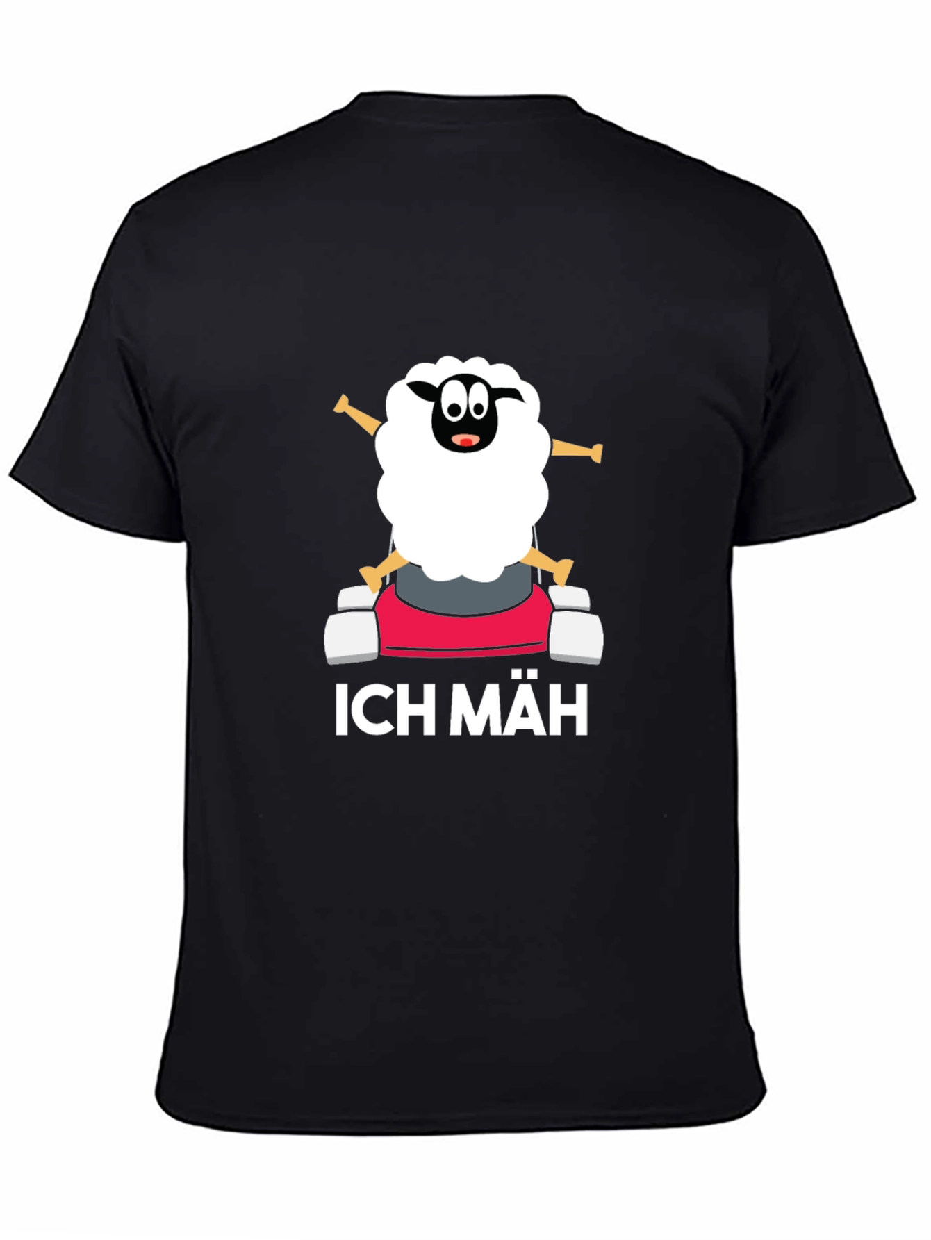 Black Ich Mäh Sheep T-Shirt - Funny Lawn Mowing Tee view 4