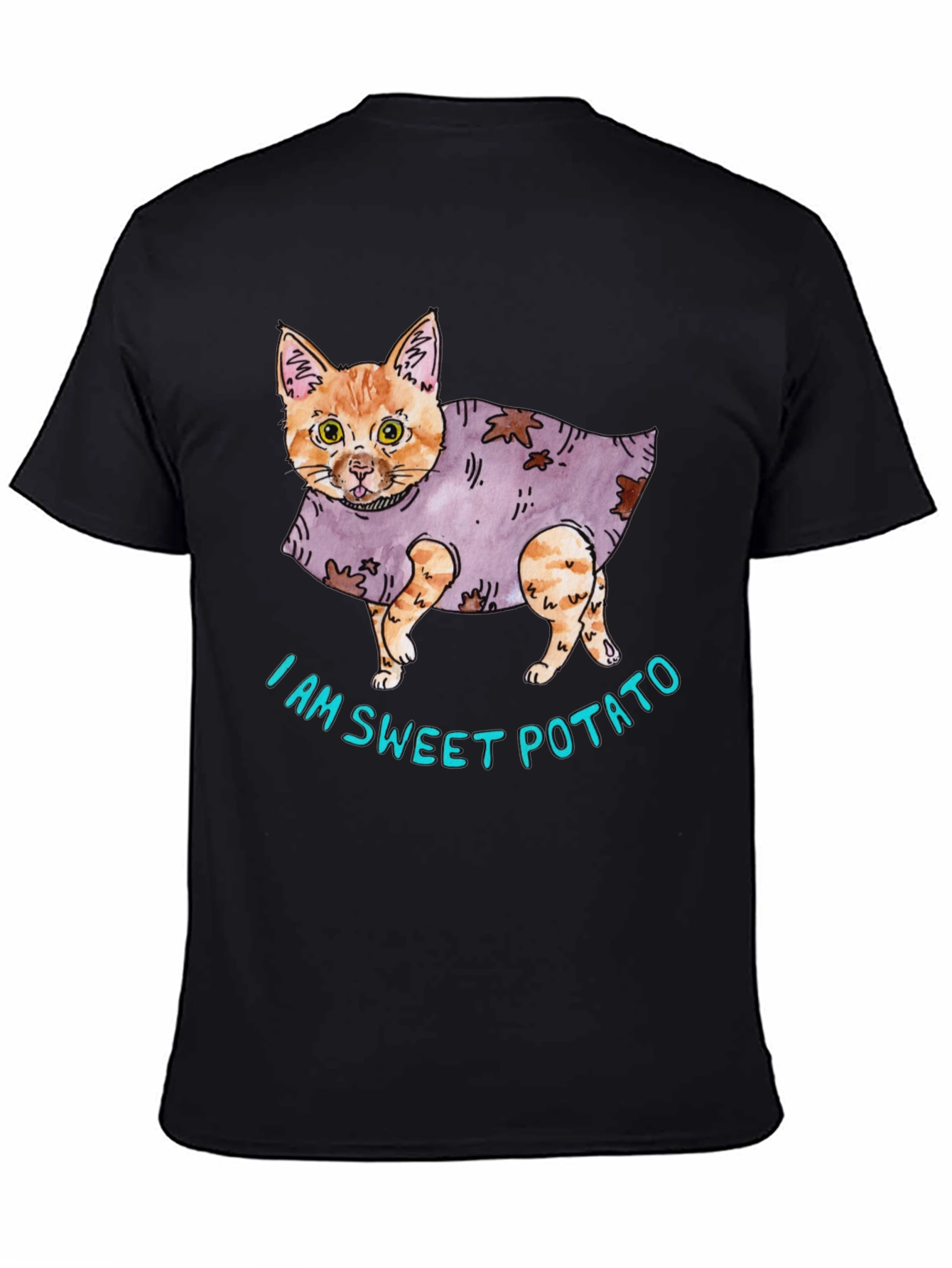 Black Sweet Potato Cat Graphic T-Shirt view 4