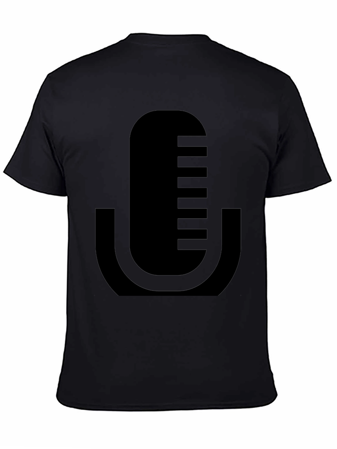 Black Modern Microphone Graphic T-Shirt - Black view 4