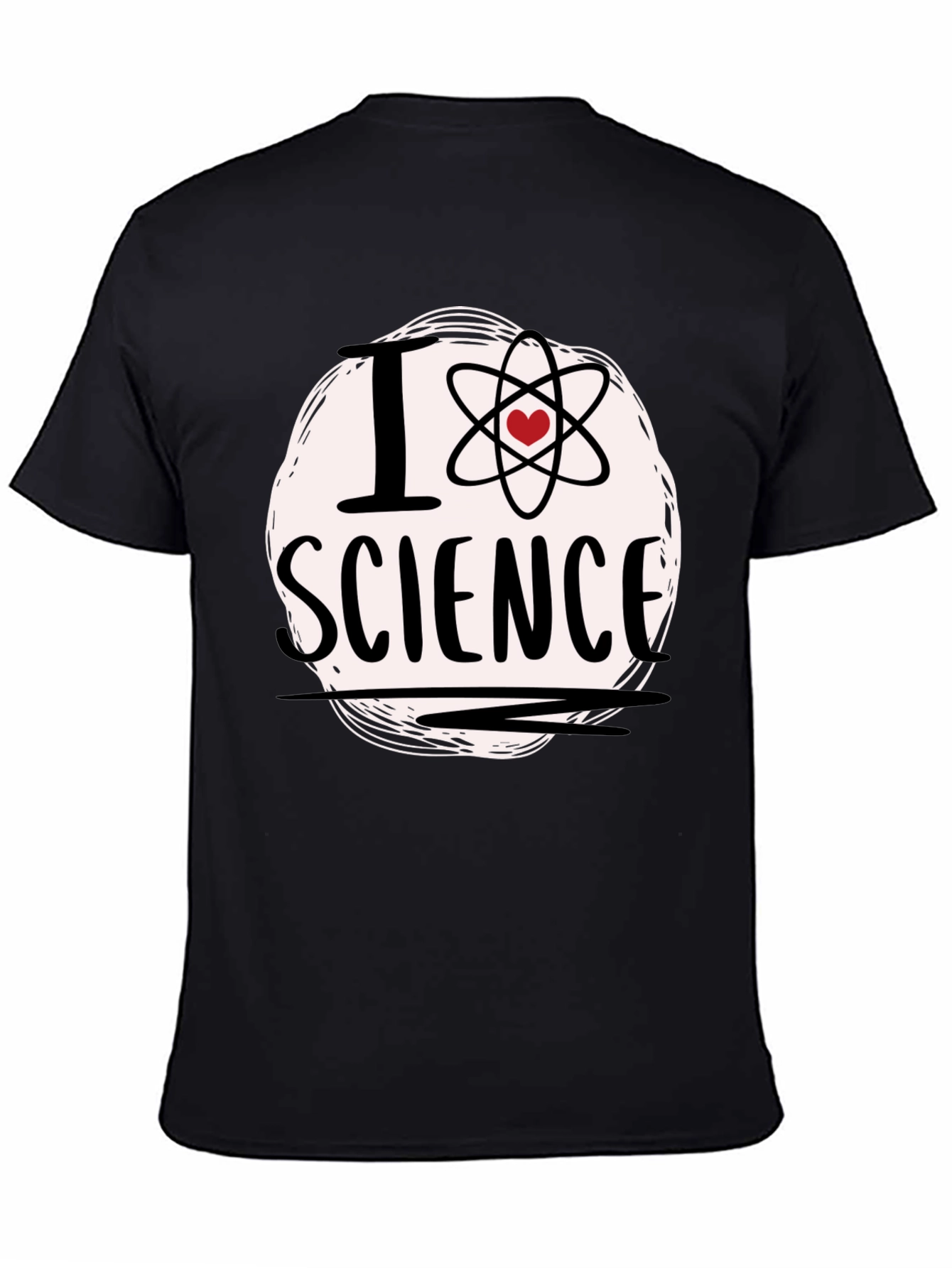 Black I Love Science T-Shirt - Atom Heart Design view 4