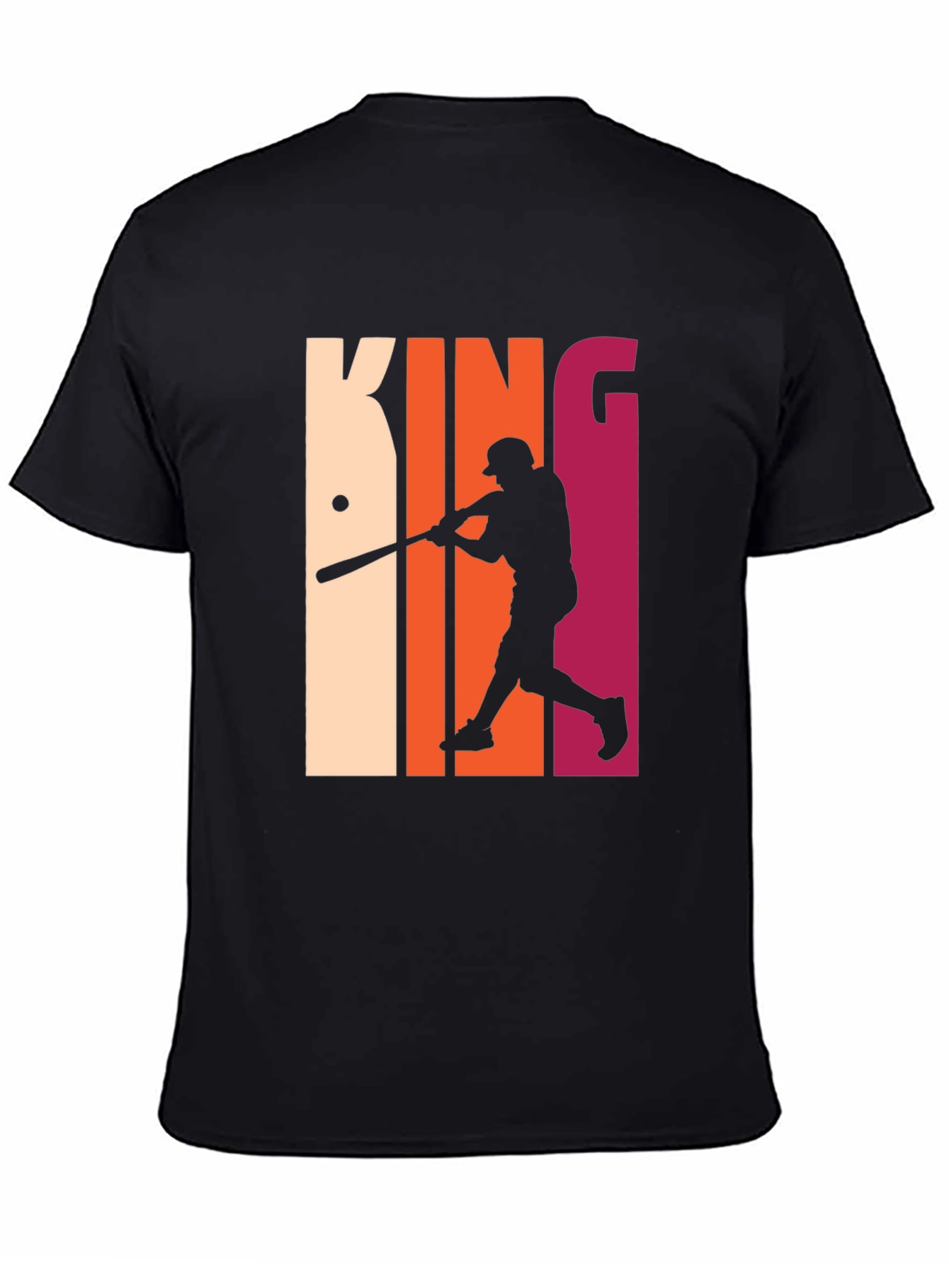 Black King Baseball Player Graphic T-Shirt view 4
