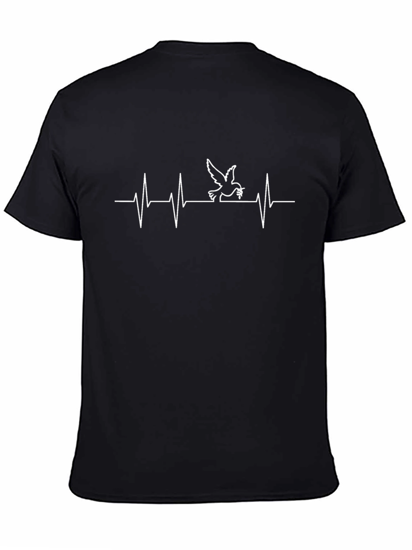 Black Peace Dove Heartbeat T-Shirt - Black view 4