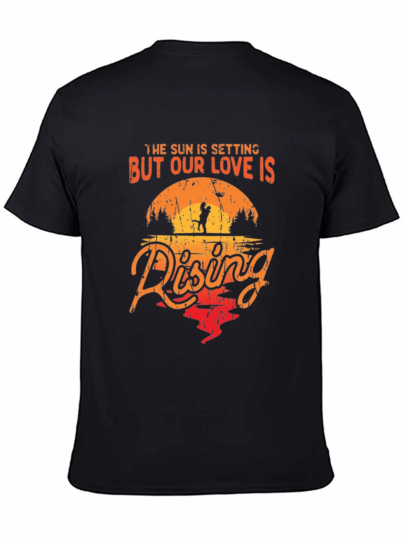 Black Romantic Sunset Couple Graphic Tee view 4