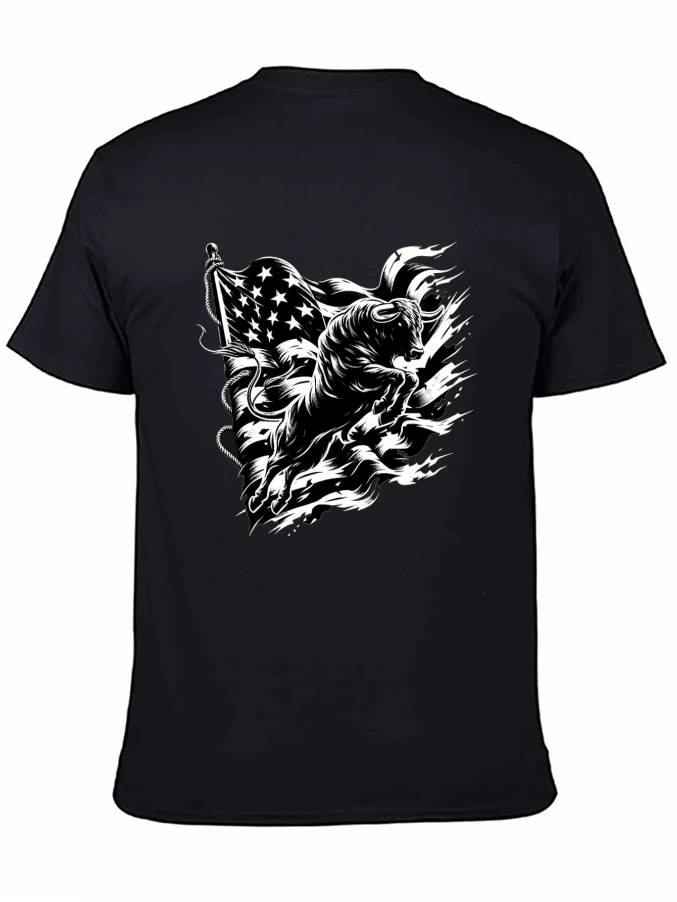 Black American Bull Graphic Tee - Black Cotton Blend view 4