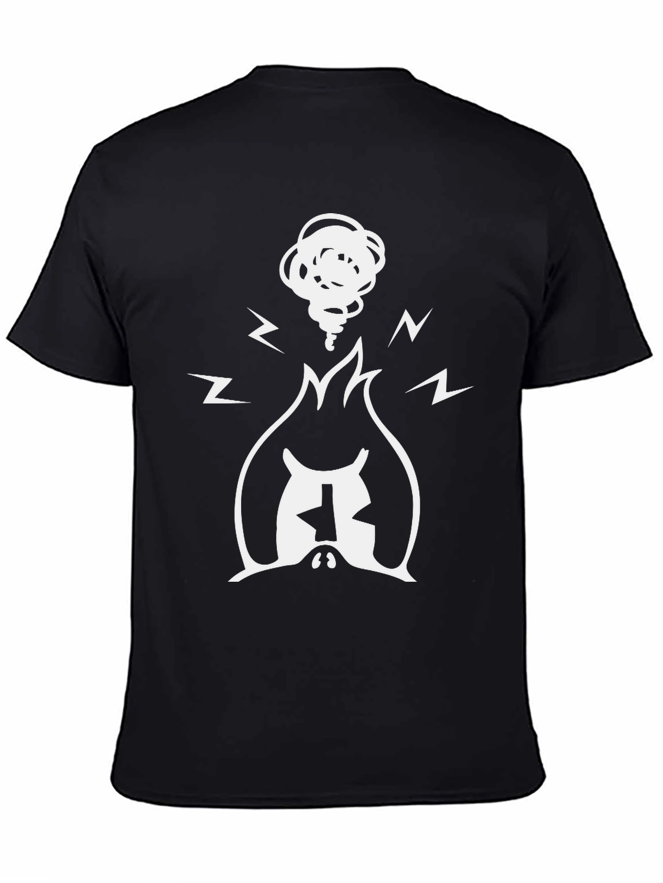 Black Graphic Tee - Burning Head - Black Cotton Blend view 4