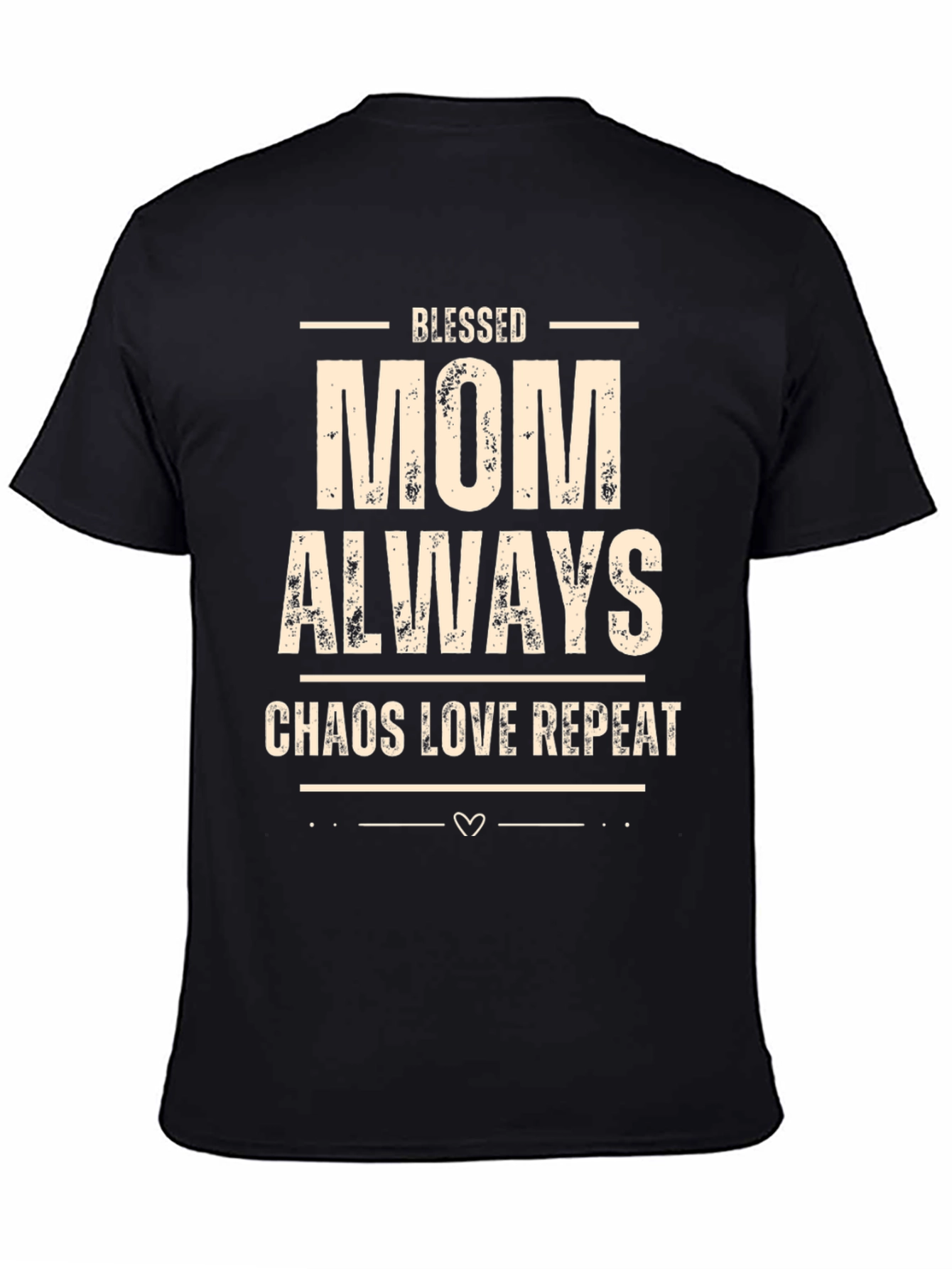 Black Blessed Mom Always Chaos Love Repeat T-Shirt view 4