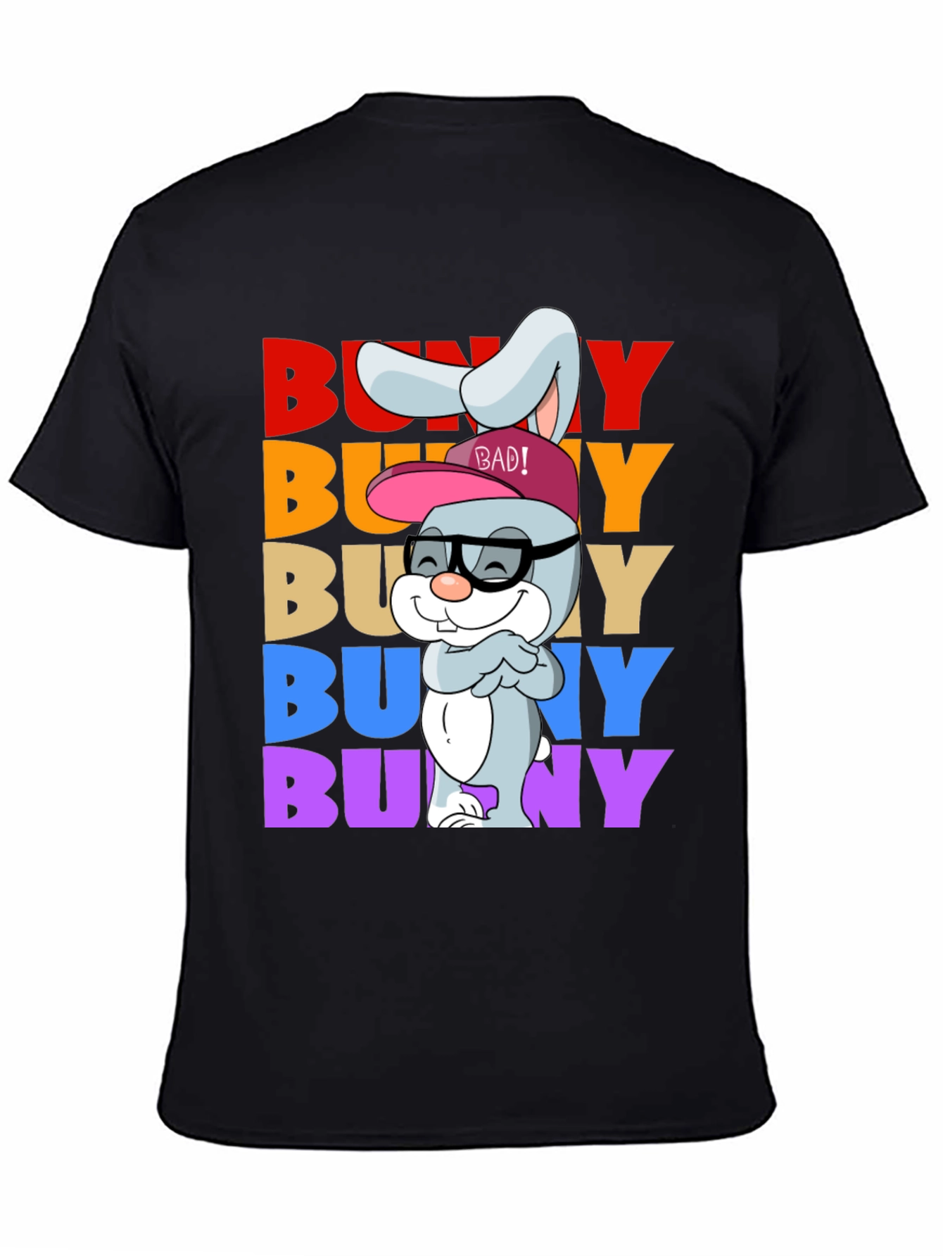 Black Cool Bunny Graphic Tee - Fun & Unique Design view 4