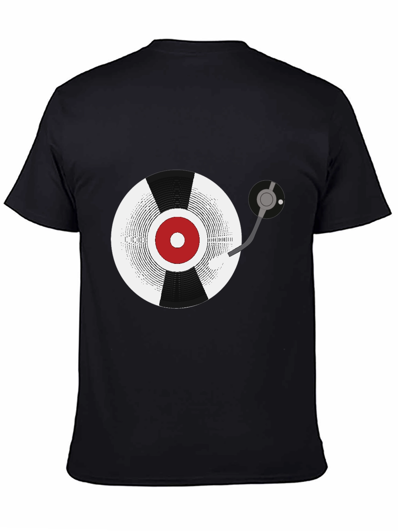 Black Retro Vinyl Record Graphic Tee - Black view 4