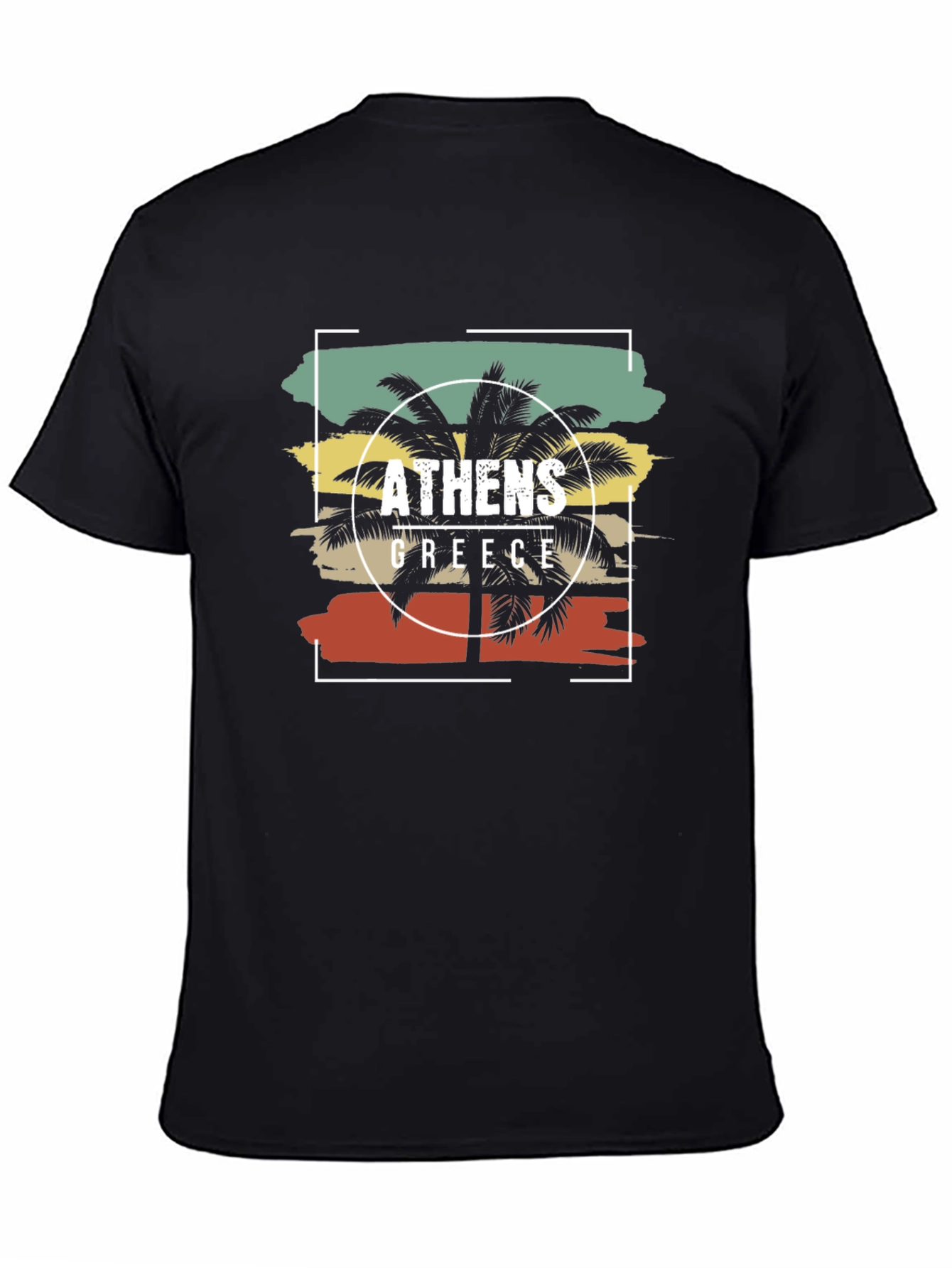 Athens Greece Palm Tree T-Shirt Retro Style Tee - 4
