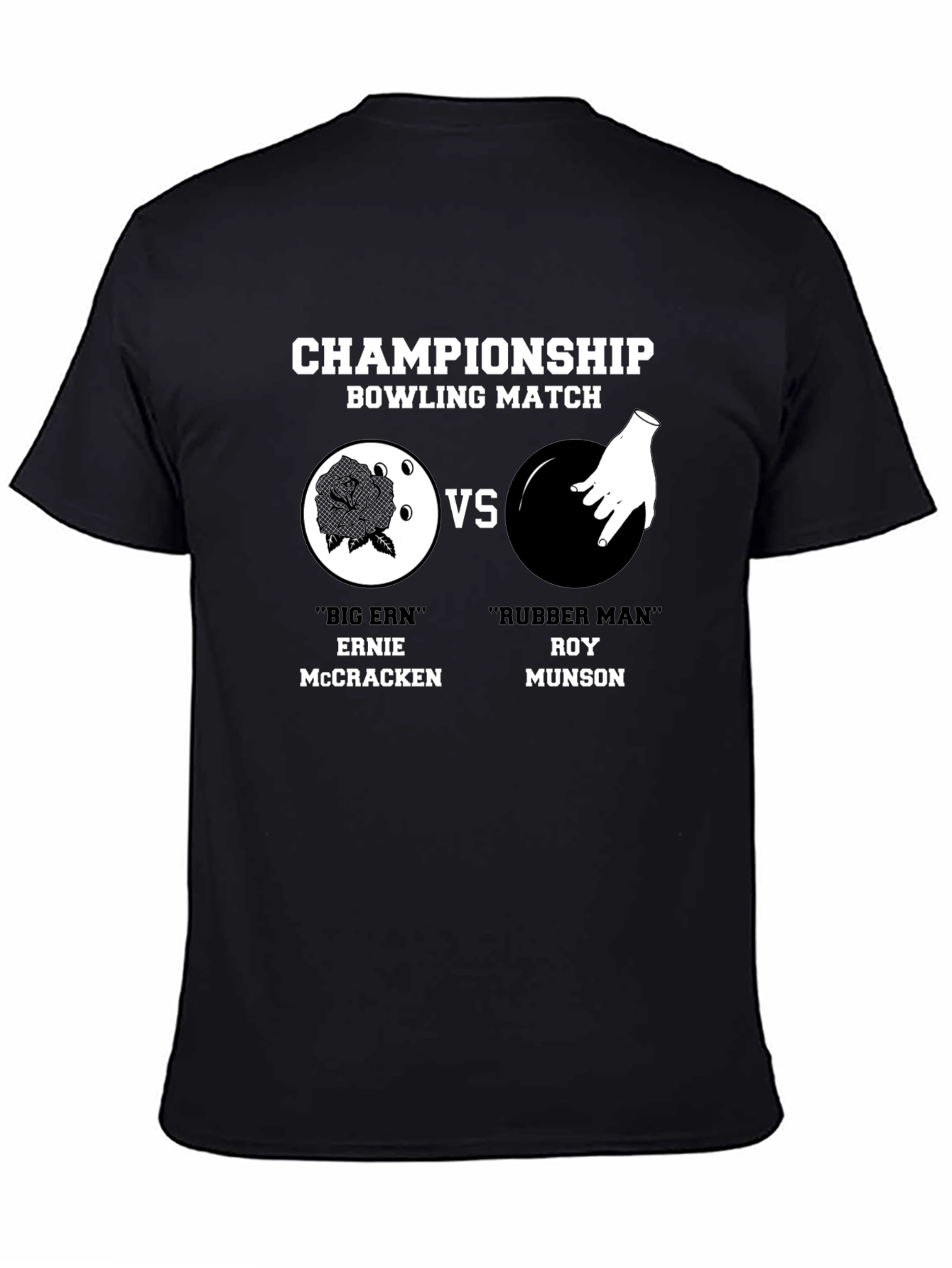 Black Championship Bowling Match T-Shirt view 4