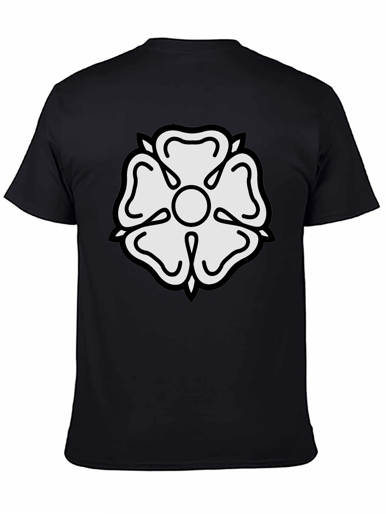 Black Black T-Shirt with White Floral Design view 4