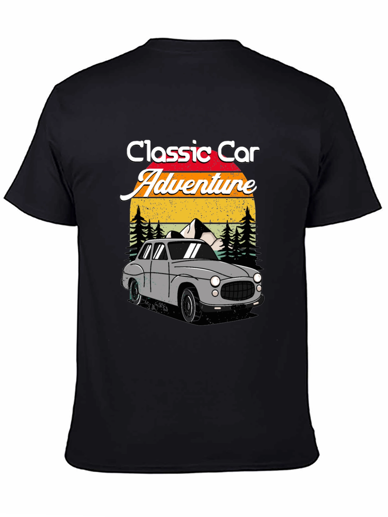 Black Classic Car Adventure T-Shirt view 4