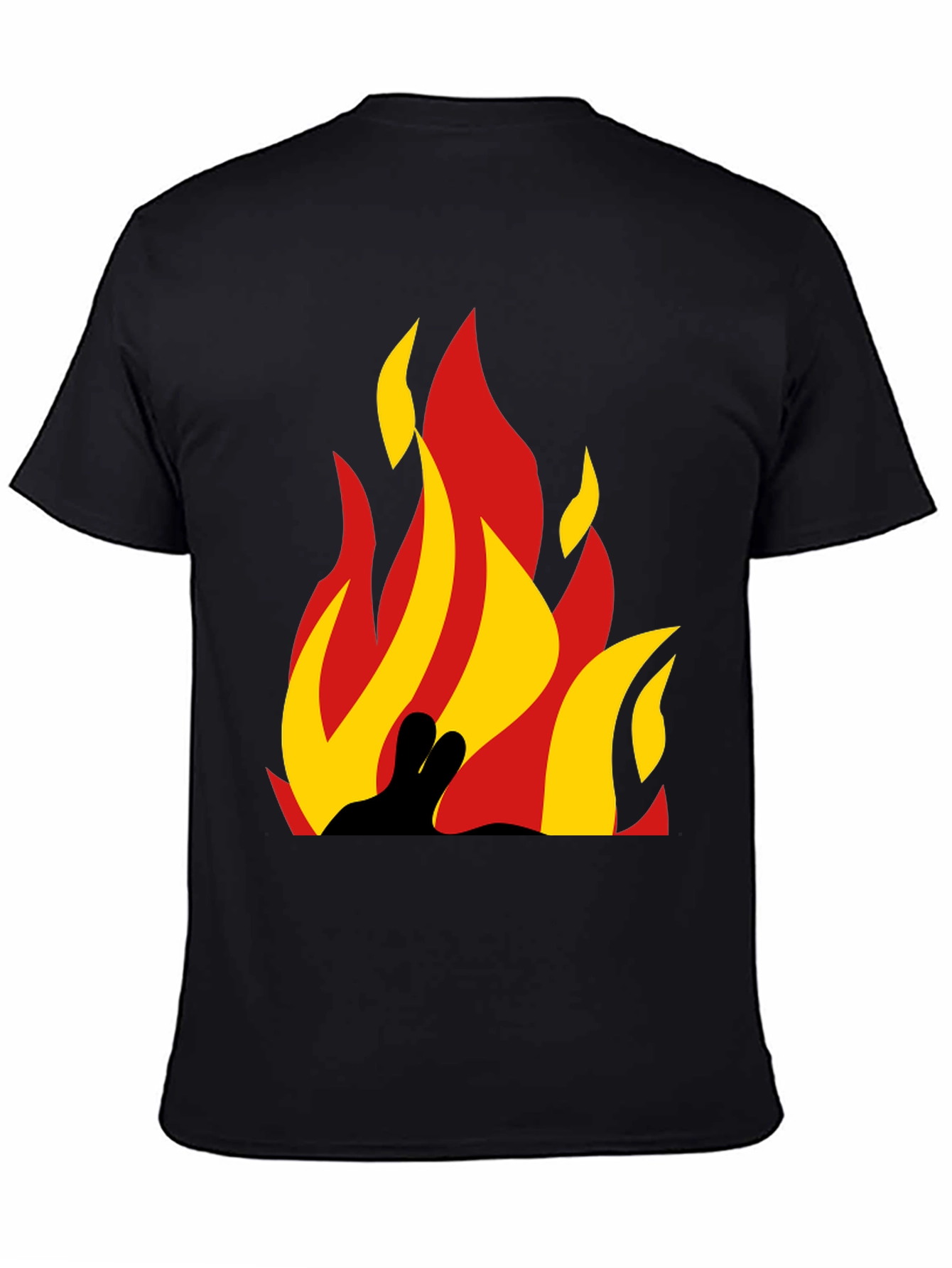 Black Flame Graphic Tee - Bold Black Cotton T-Shirt view 4