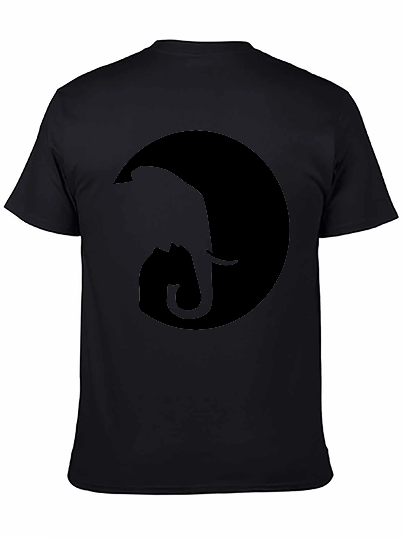 Black Elephant Moon Graphic Tee - Stylish Black Cotton T-Shirt view 4