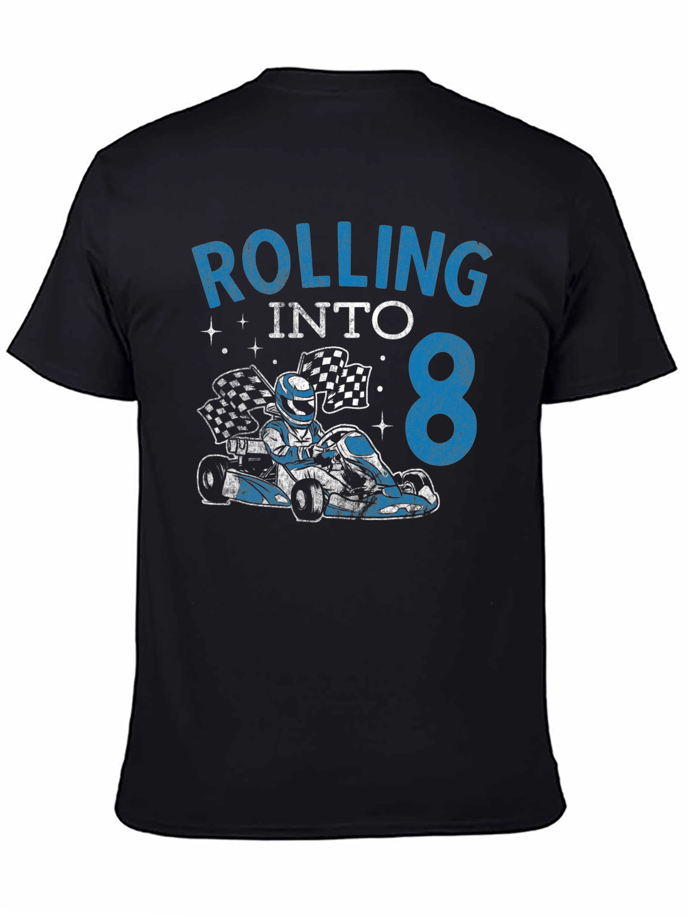Black Rolling Into 8 Birthday Kart Racing T-Shirt view 4
