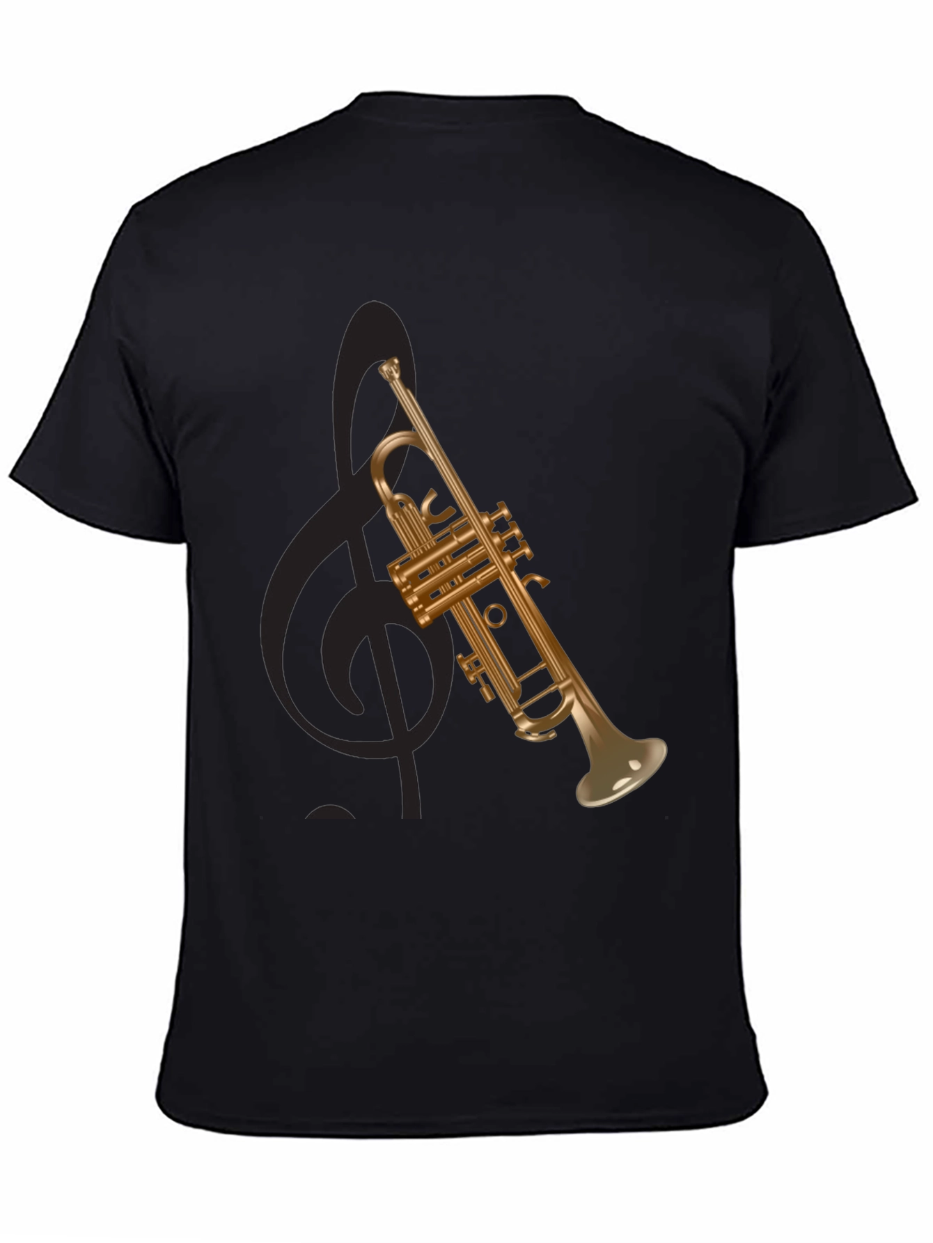 Black Trumpet Graphic Tee - Musical Instrument T-Shirt view 4