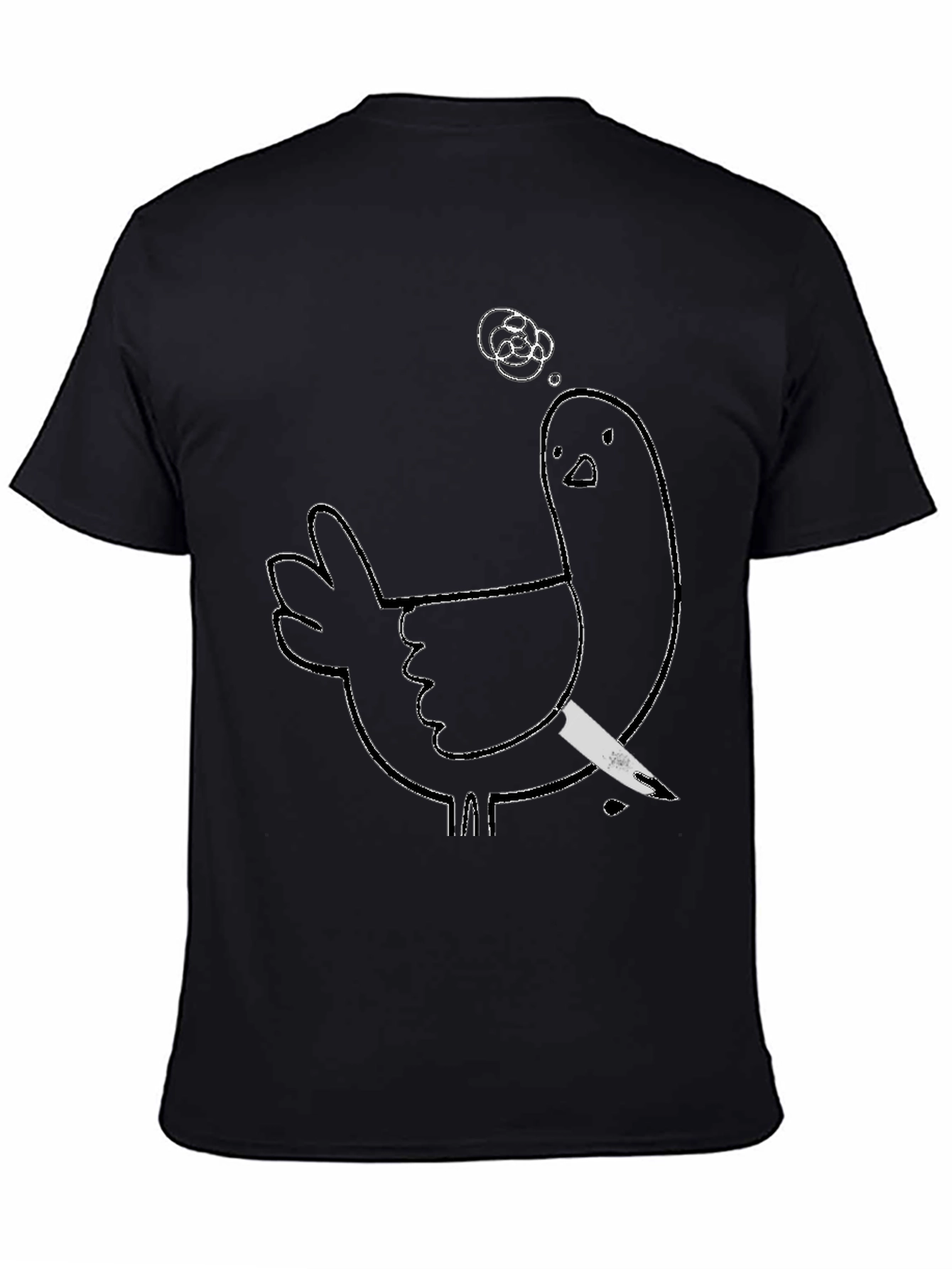 Black Humorous Chicken T-Shirt - Quirky Knife Design view 4