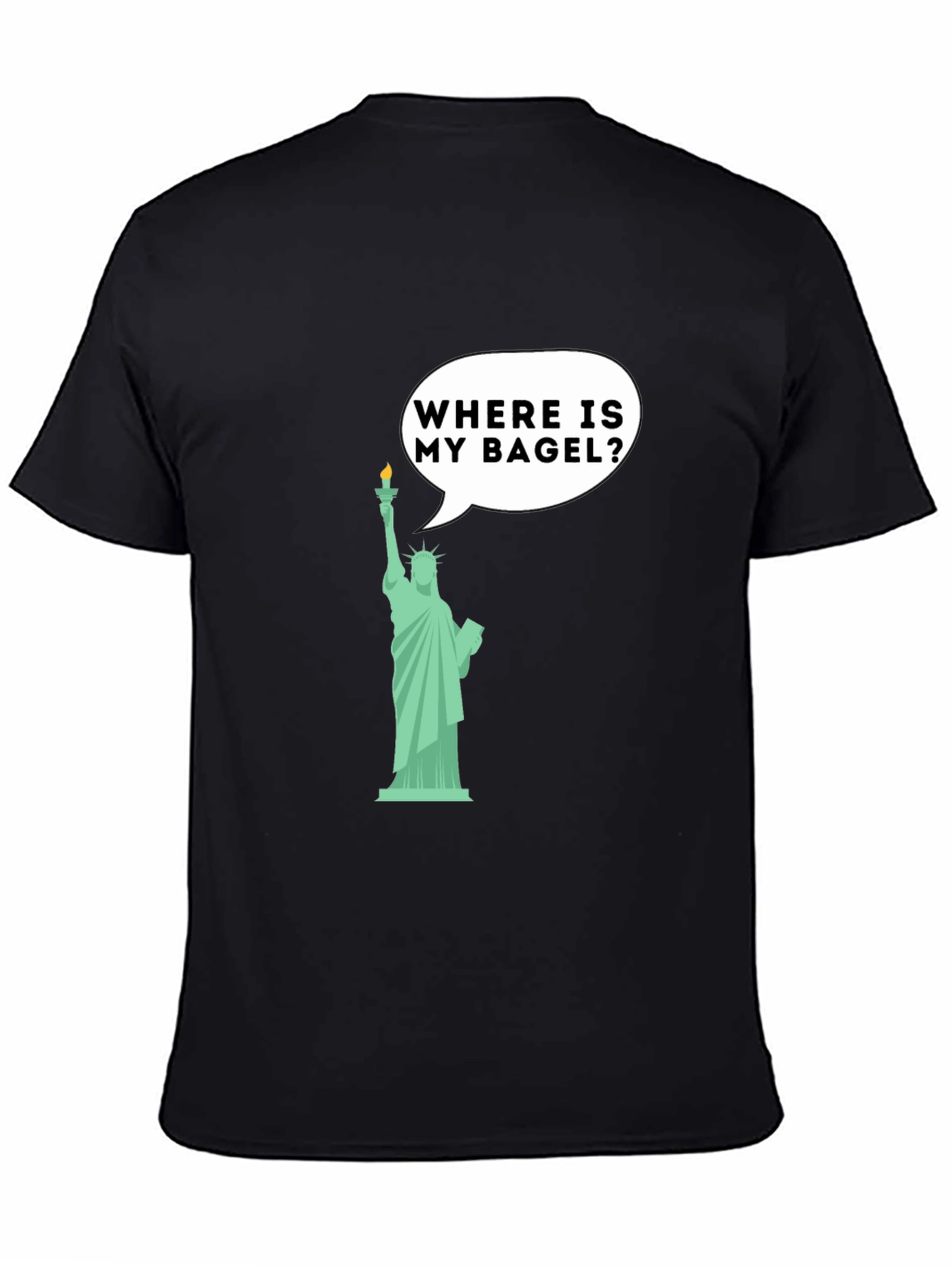 Black Funny Statue of Liberty Bagel Graphic T-Shirt view 4