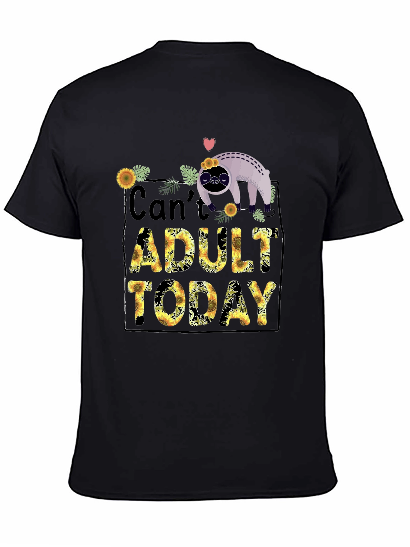 Black Can't Adult Today Sloth Graphic Tee view 4