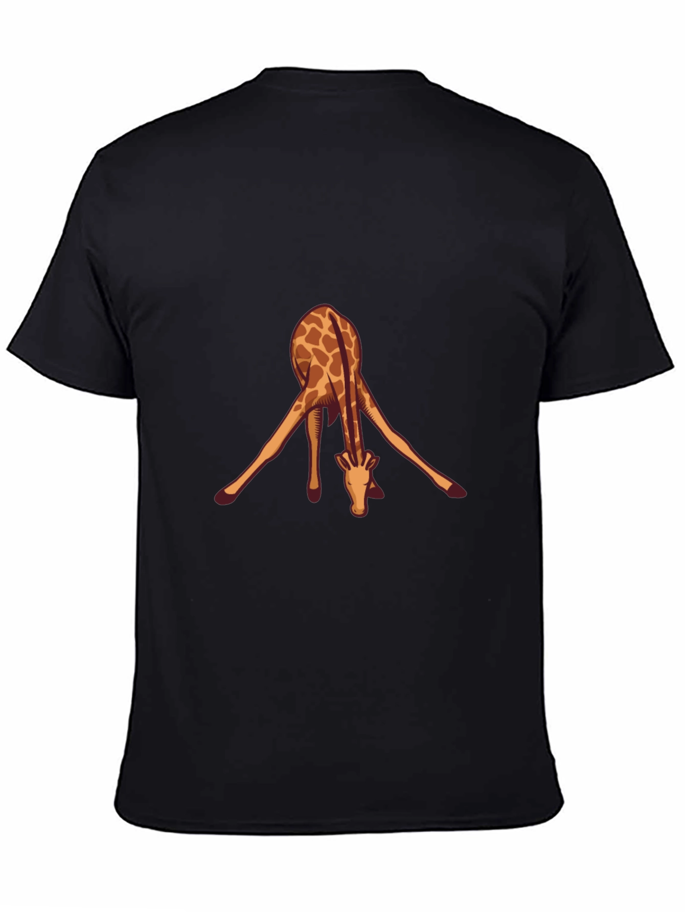 Black Giraffe Yoga Pose Black T-Shirt view 4