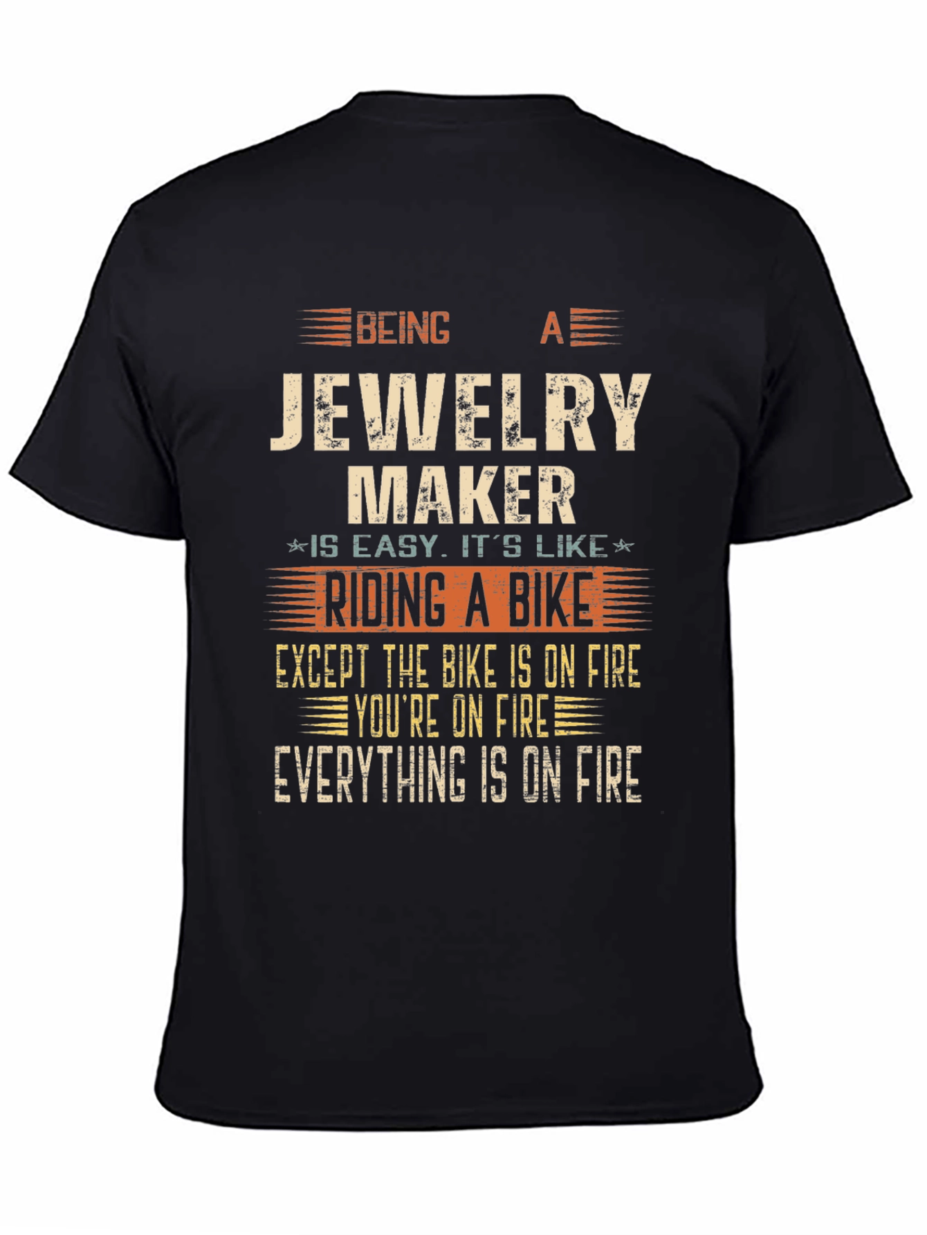 Black Jewelry Maker Funny T-Shirt - On Fire Theme view 4