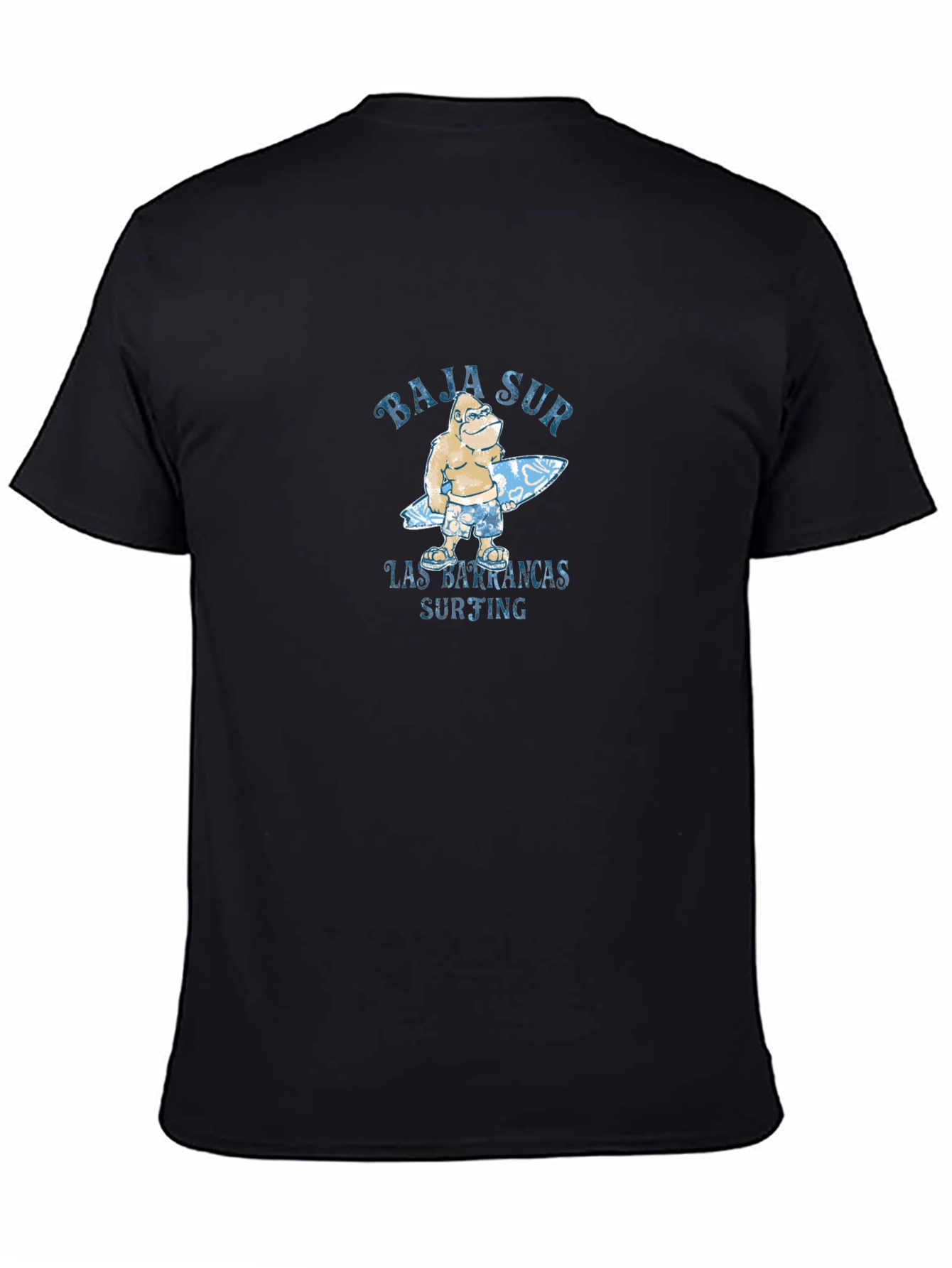 Black Baja Sur Surfing Graphic T-Shirt view 4