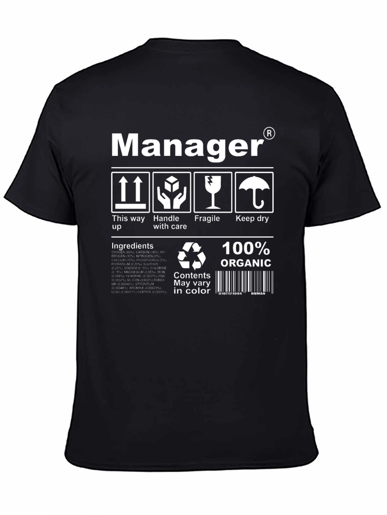 Black Manager Organic Humor T-Shirt view 4