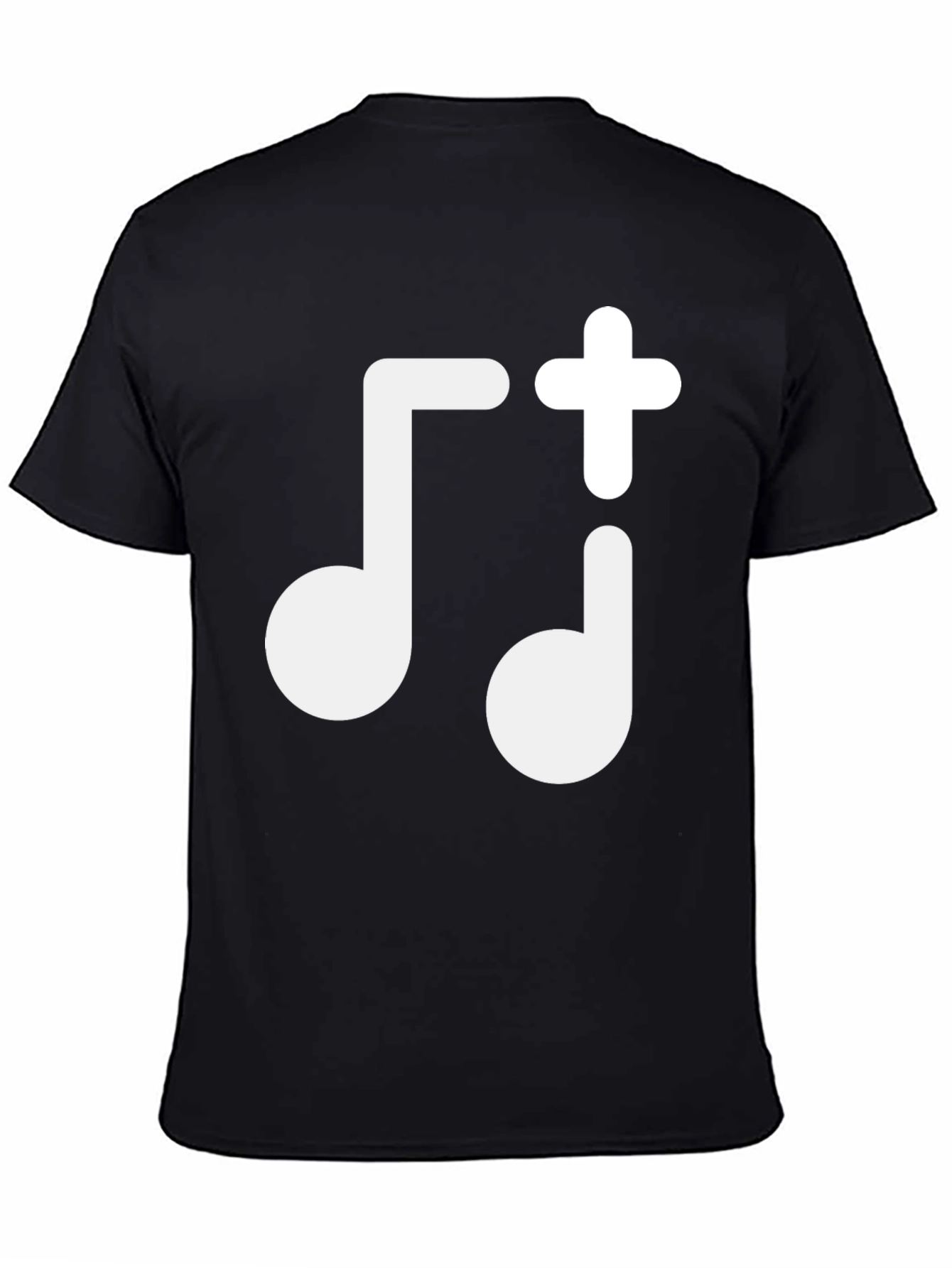 Black Music Note Plus Sign Black T-Shirt view 4