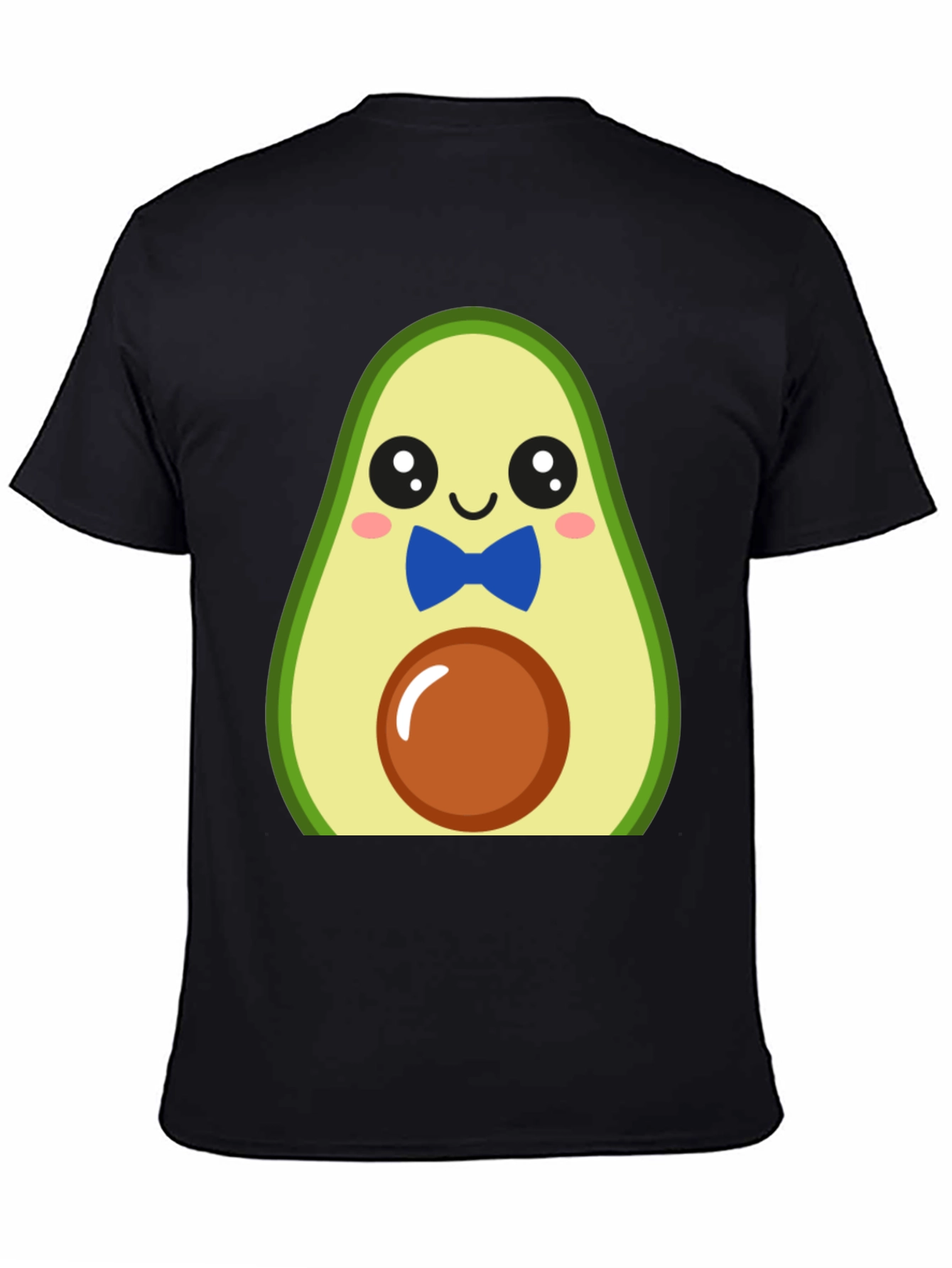 Black Cute Avocado Cartoon T-Shirt - Men's Black Tee view 4