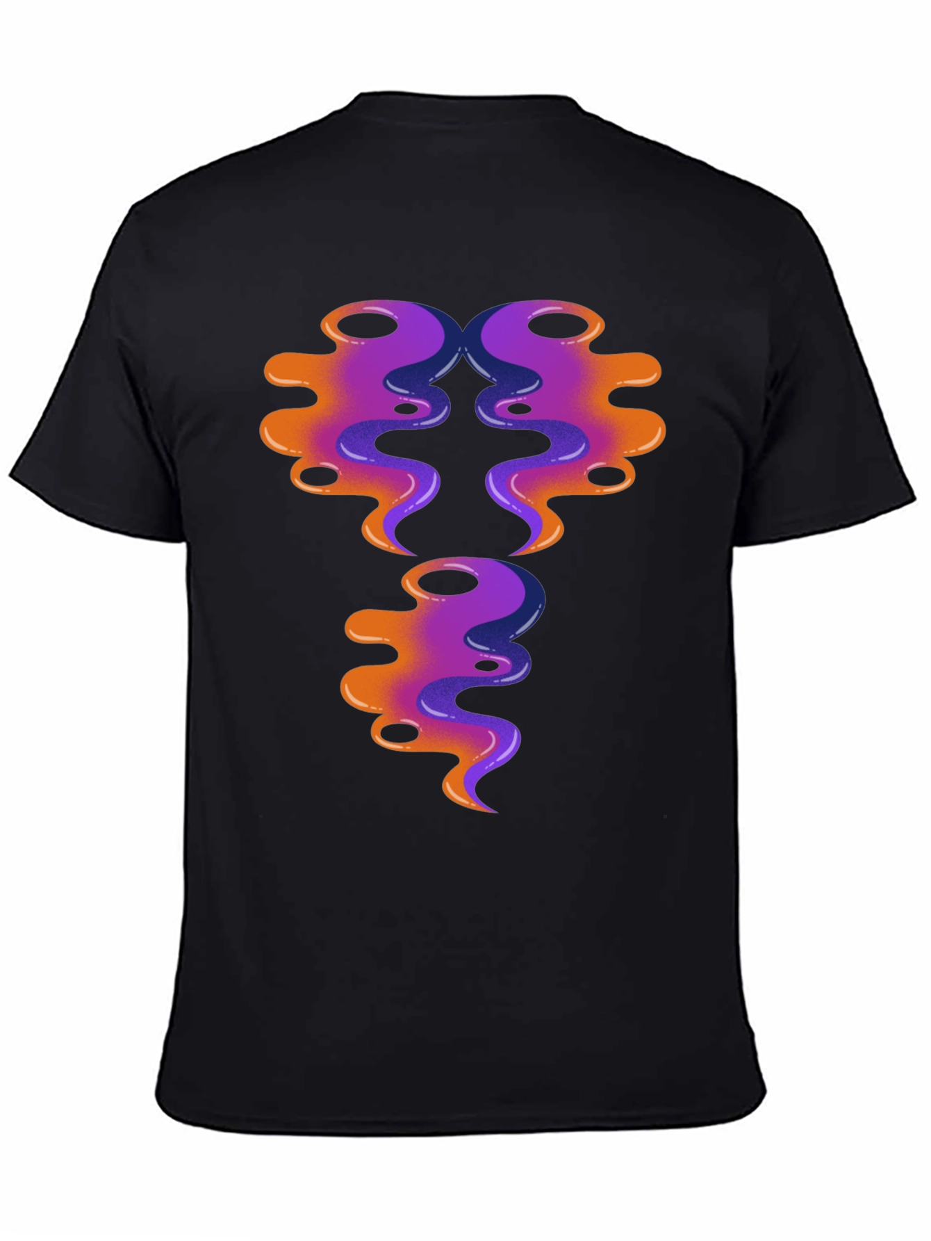 Black Abstract Swirl Design Graphic Tee - Black Cotton view 4