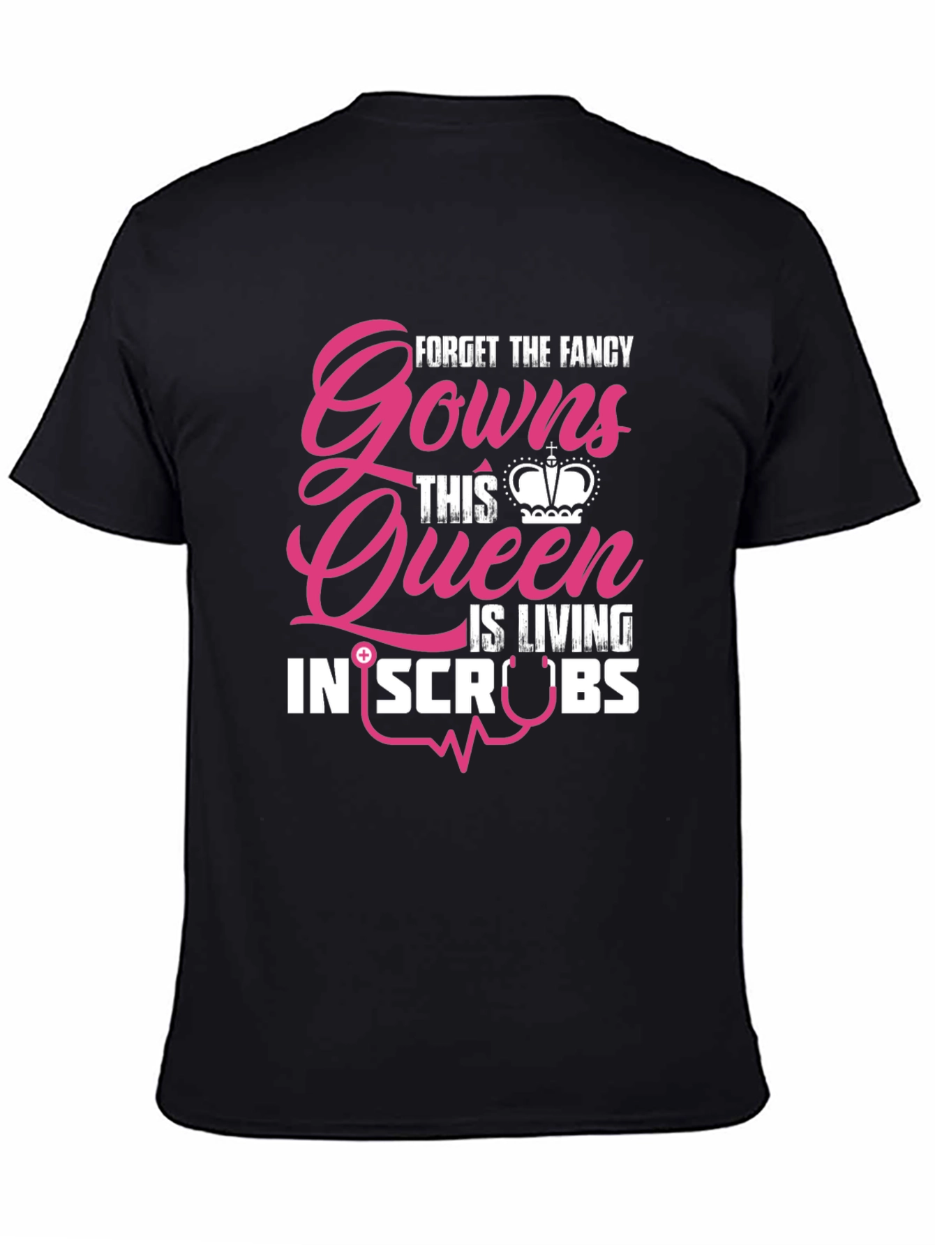 Black Queen Living in Scrubs Graphic T-Shirt view 4