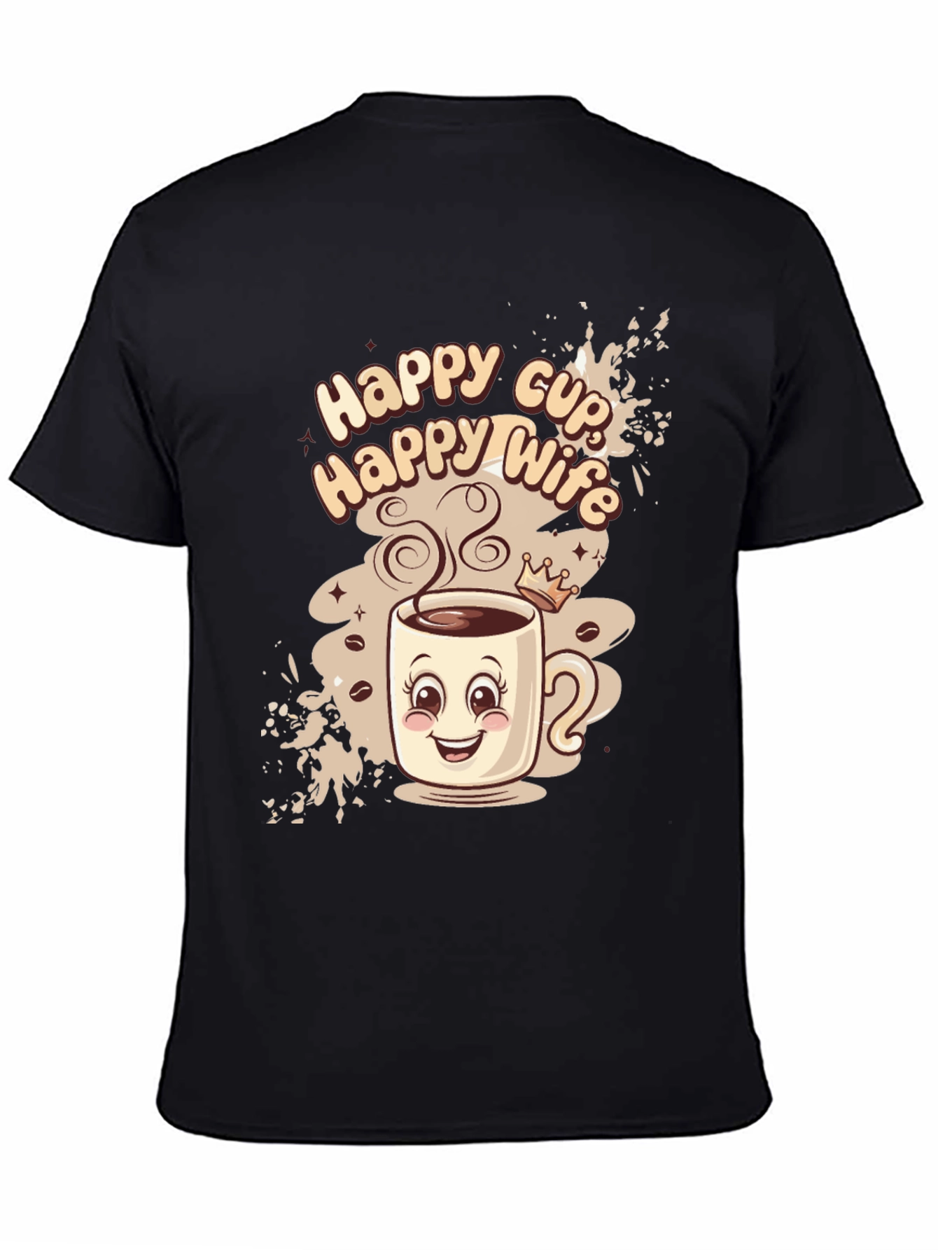 Black Happy Cup Happy Wife Black Graphic Tee view 4