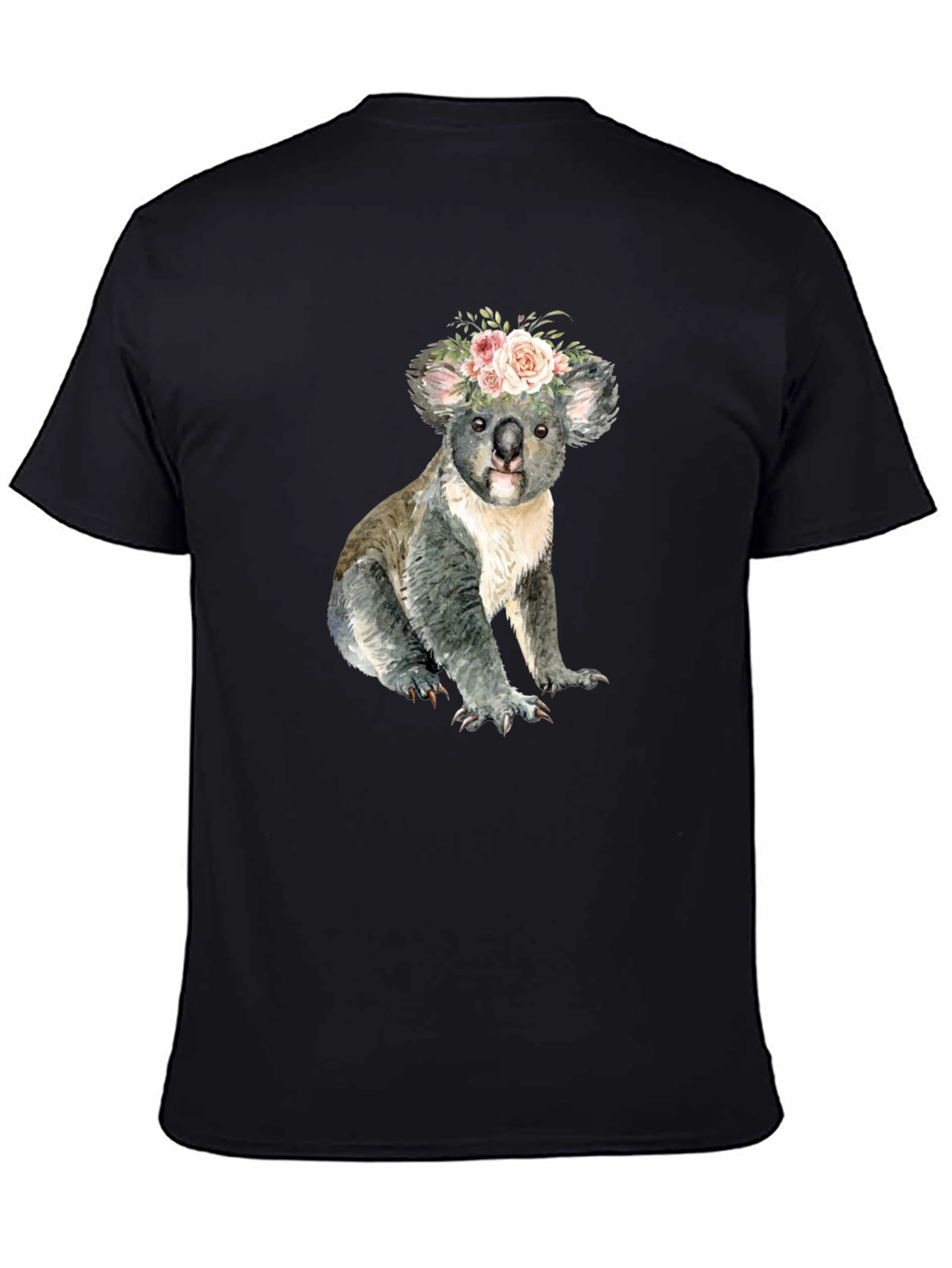 Black Floral Koala Bear Graphic T-Shirt view 4