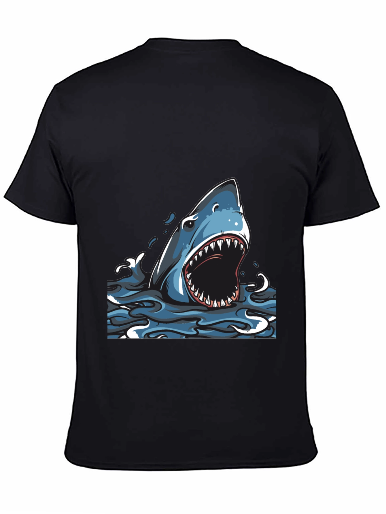 Black Shark Graphic Print Crew Neck T-Shirt view 4