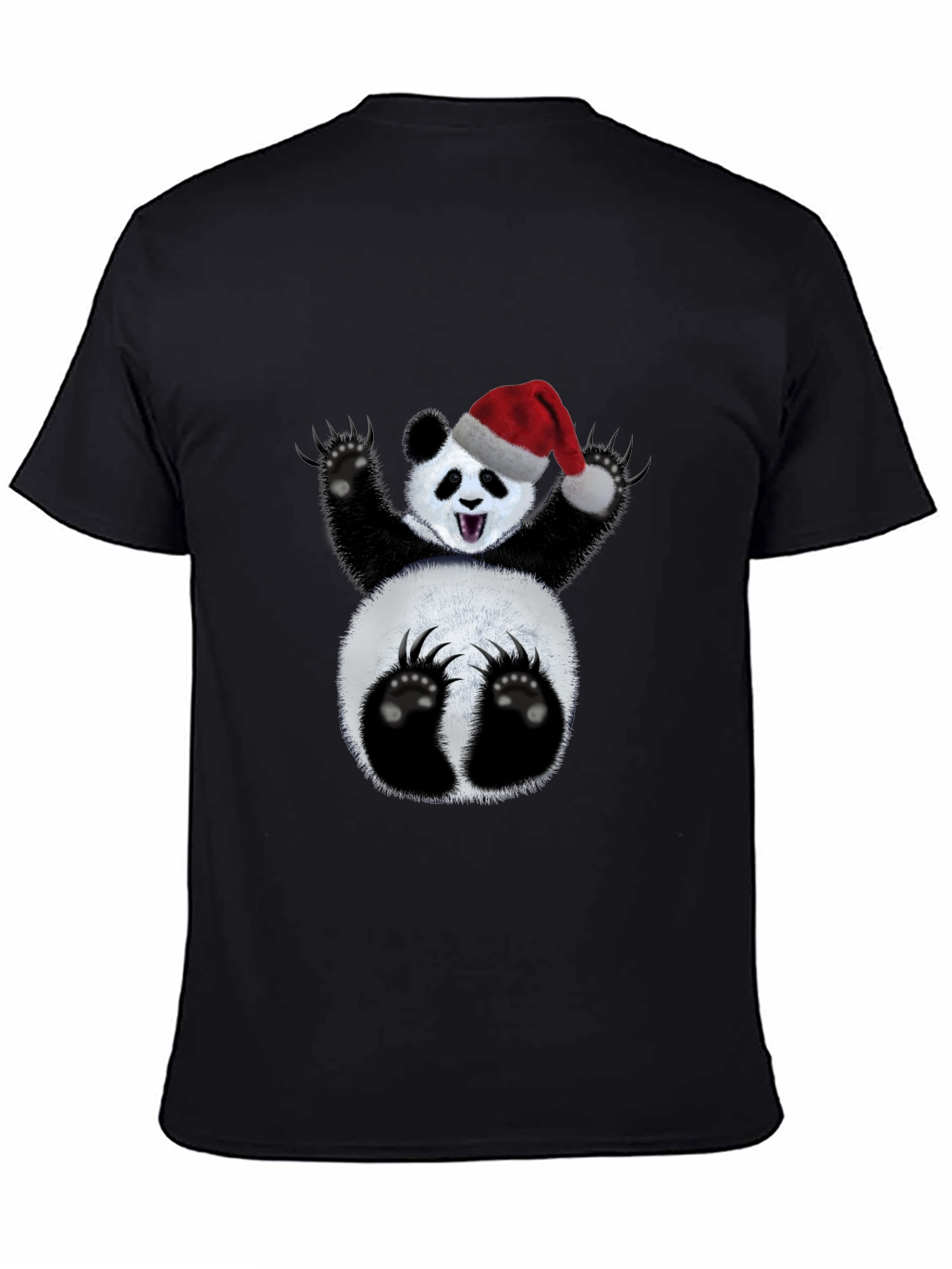 Black Festive Panda T-Shirt - Holiday Cheer view 4