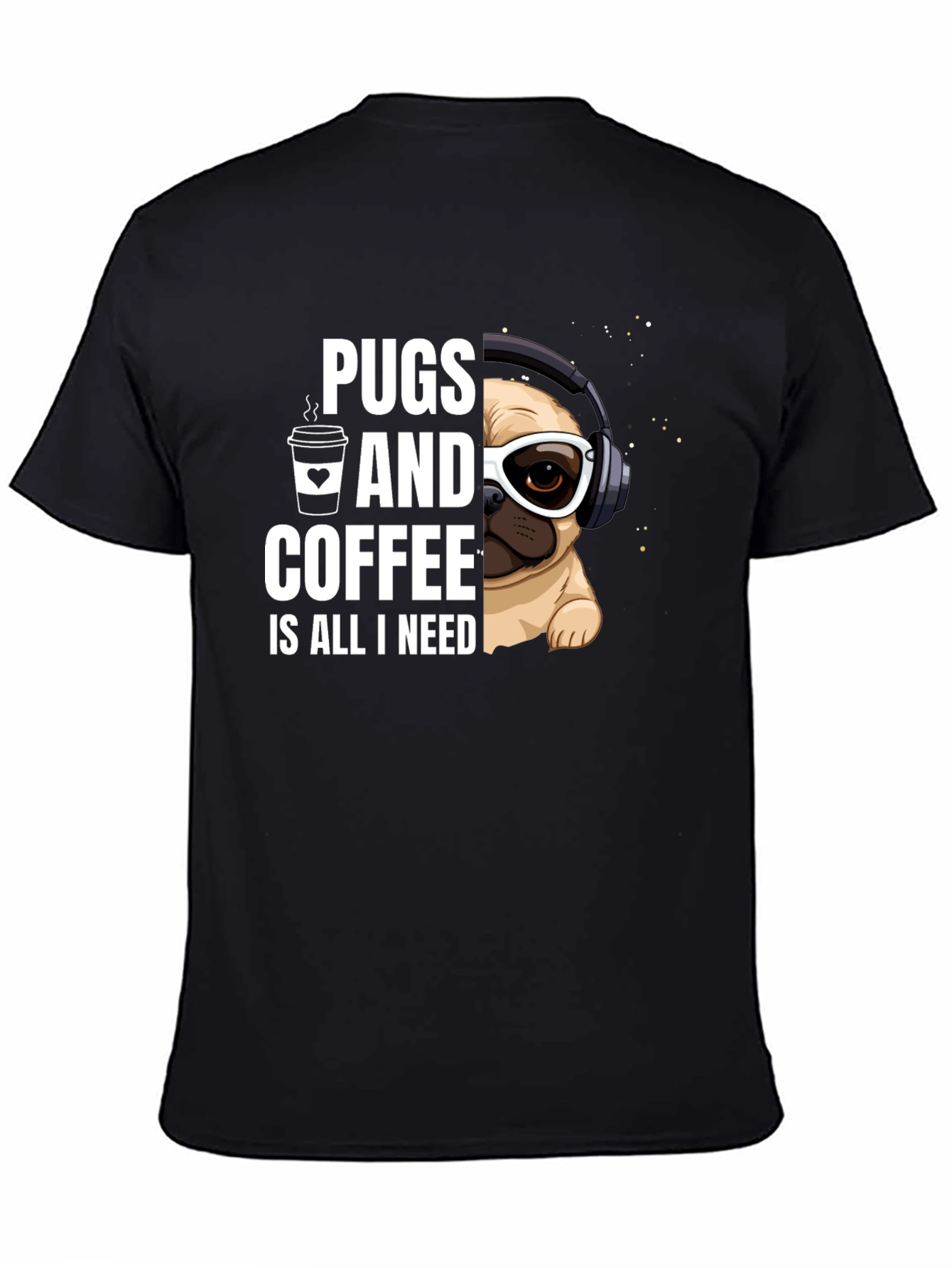 Black Pugs & Coffee Graphic Tee view 4