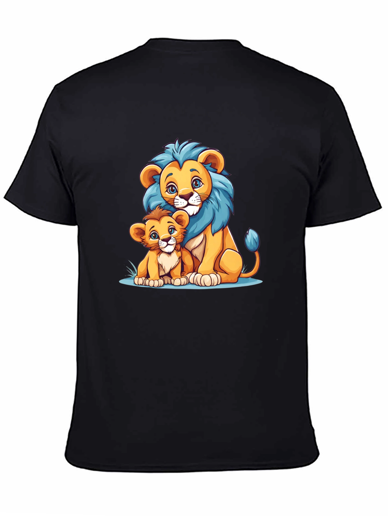 Black Lion Family Graphic Tee - Cute Cartoon Design view 4