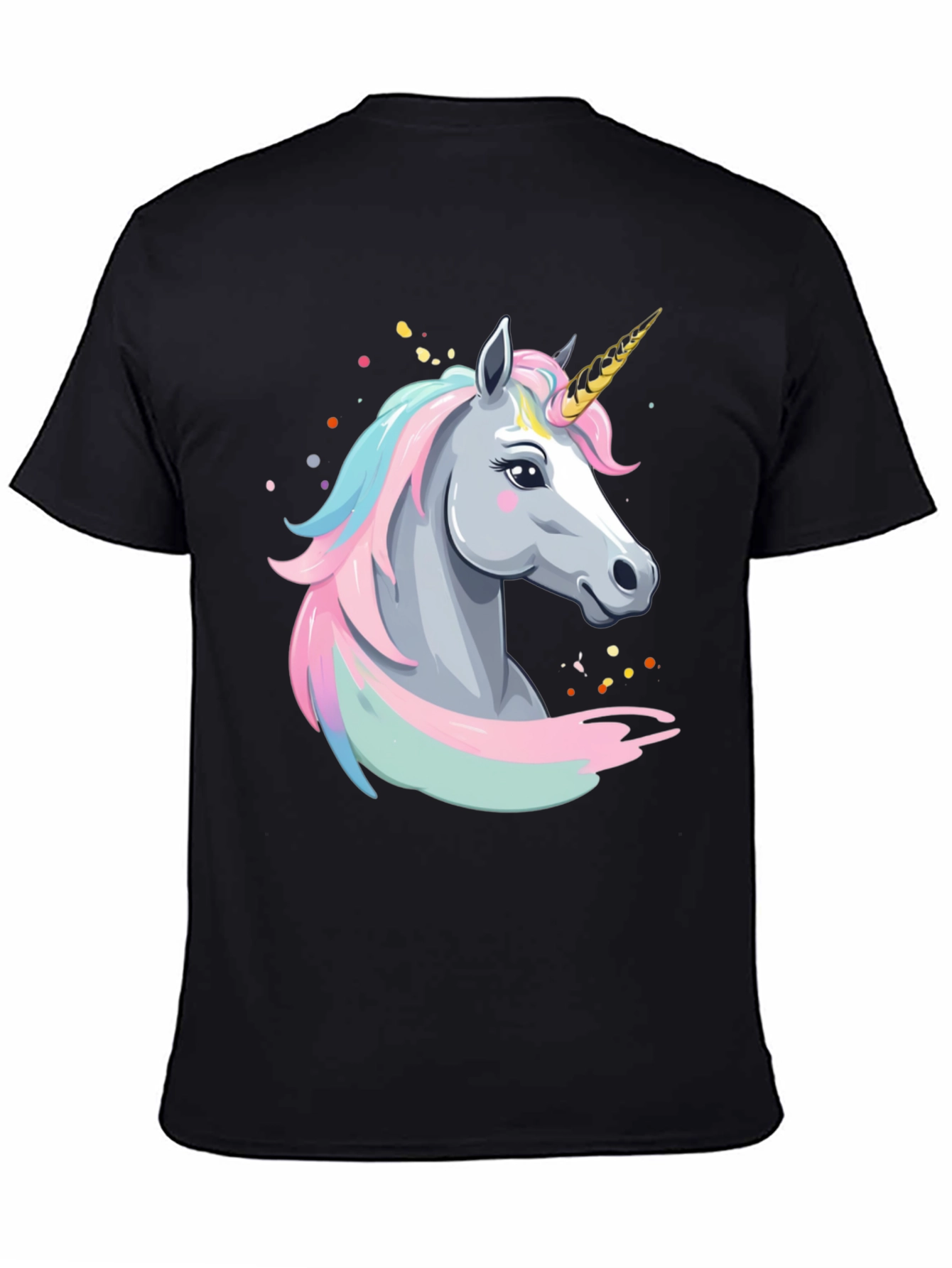 Black Unicorn Graphic T-Shirt - Black Cotton Tee view 4