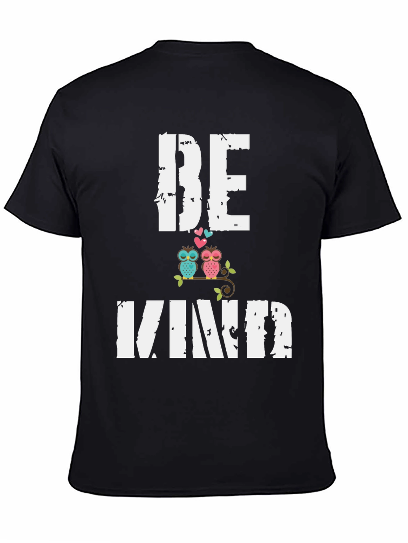 Black Be Kind Owls Graphic Tee - Unisex Soft Cotton Shirt view 4