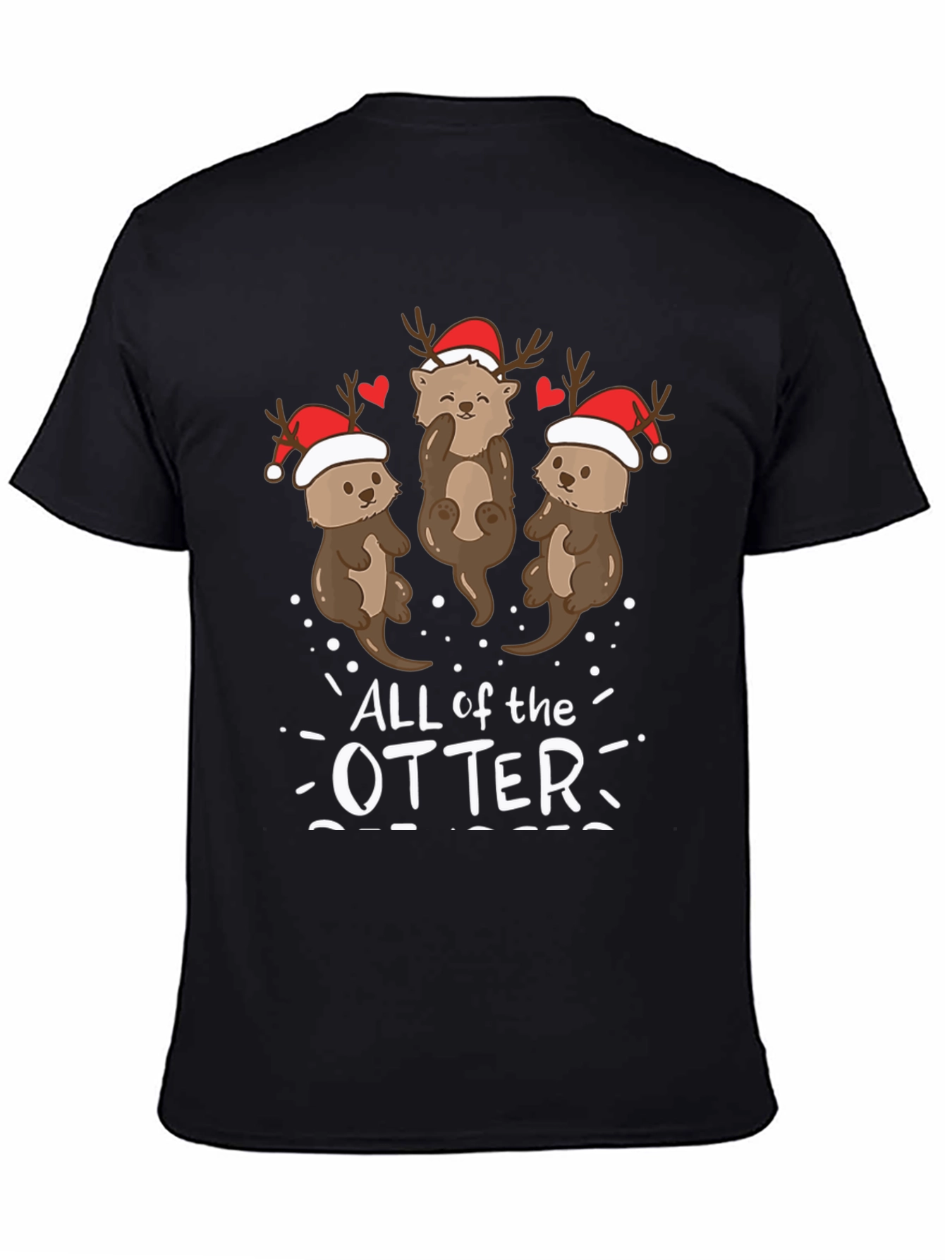 Black Festive Otter Holiday T-Shirt view 4
